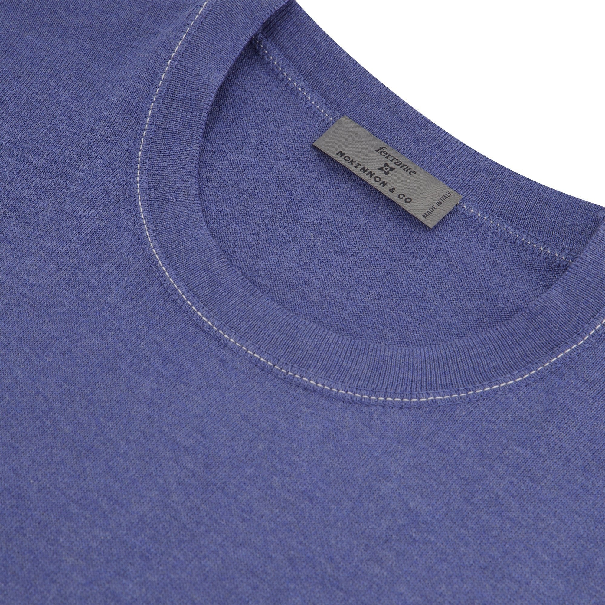 MCKINNON x FERRANTE Silk/Cotton T - Shirt in LIGHT BLUE - Henry BucksPolo38SS230092 - LTBL - 50