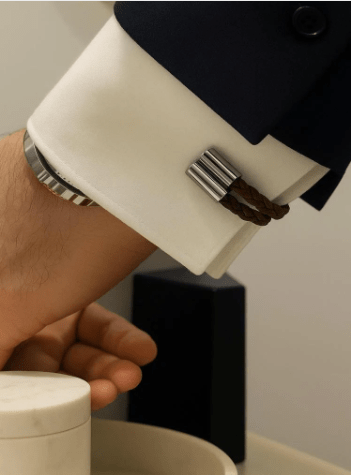 MENATI Double Merge Cufflinks BROWN - Henry Bucks