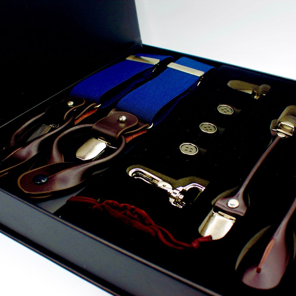 MENATI Y - Back Suspenders NAVY/BROWN - Henry Bucks