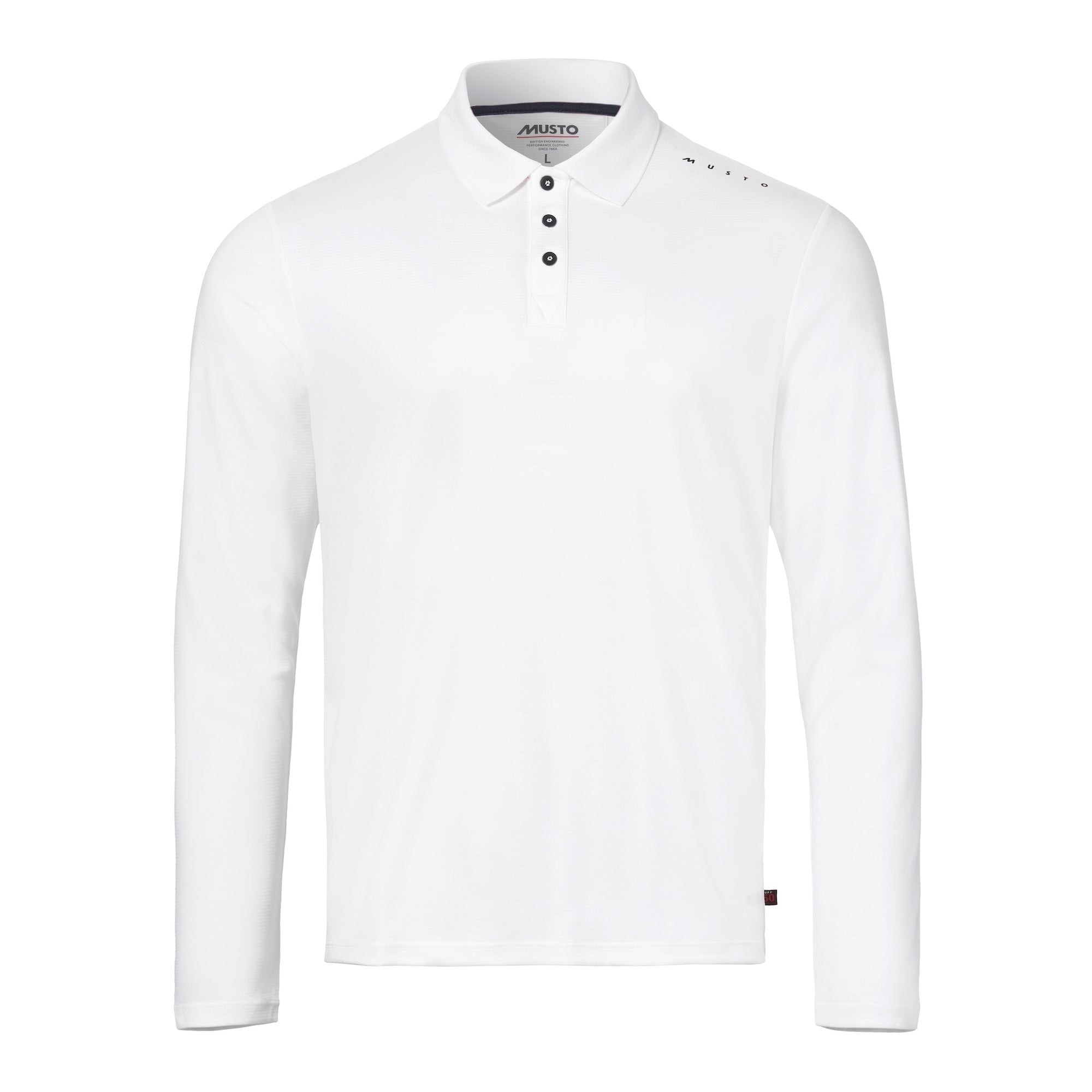 MUSTO EVO Sunblock Long Sleeve Polo WHITE (Online only*) - Henry Bucks