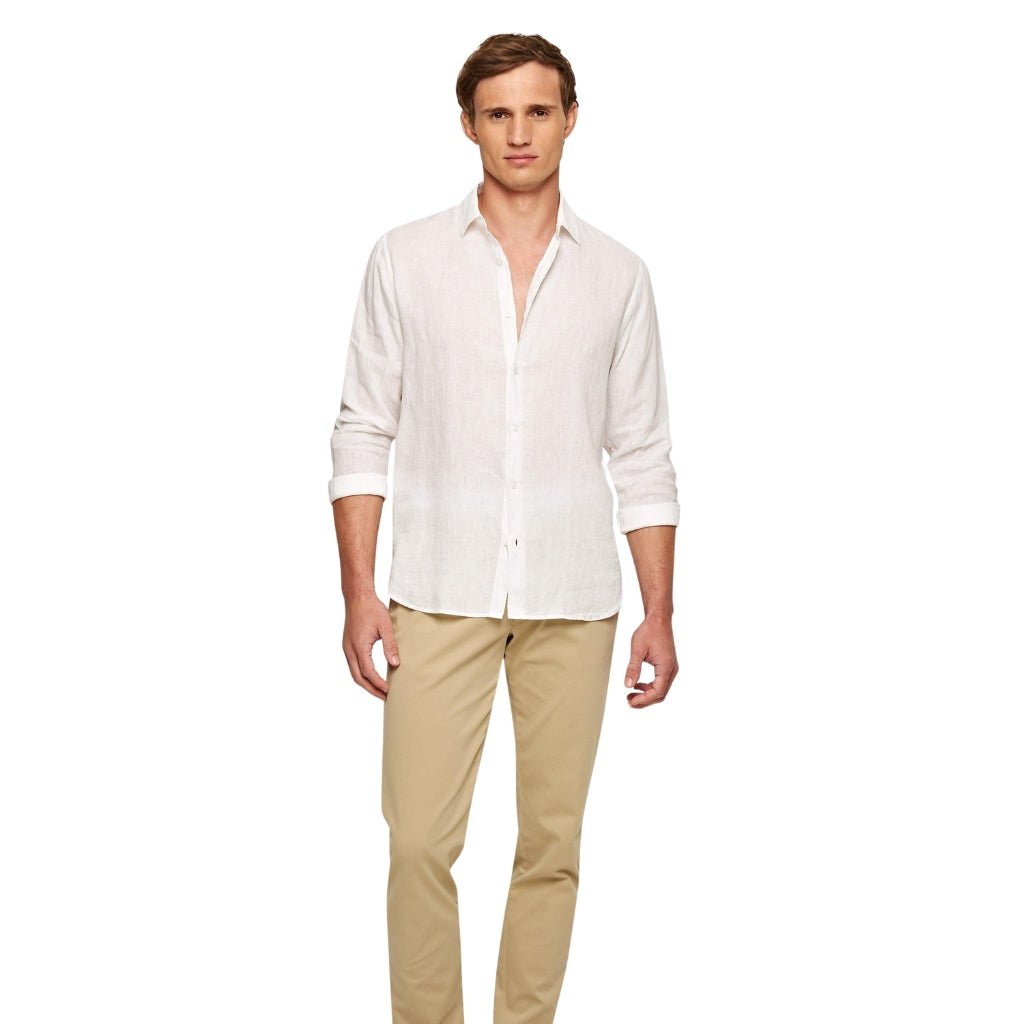 ORLEBAR BROWN Giles Linen Shirt WHITE - Henry Bucks