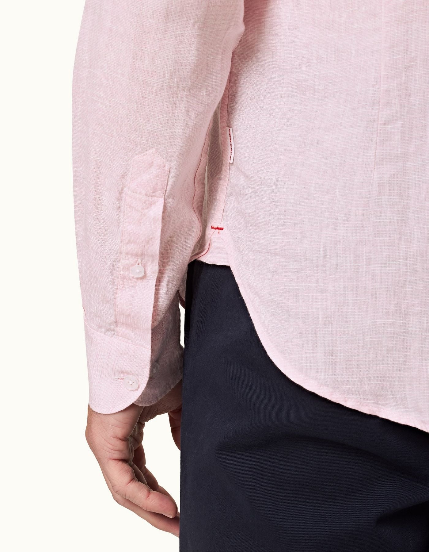 ORLEBAR BROWN Mens Linen Shirt PALE PINK - Henry Bucks