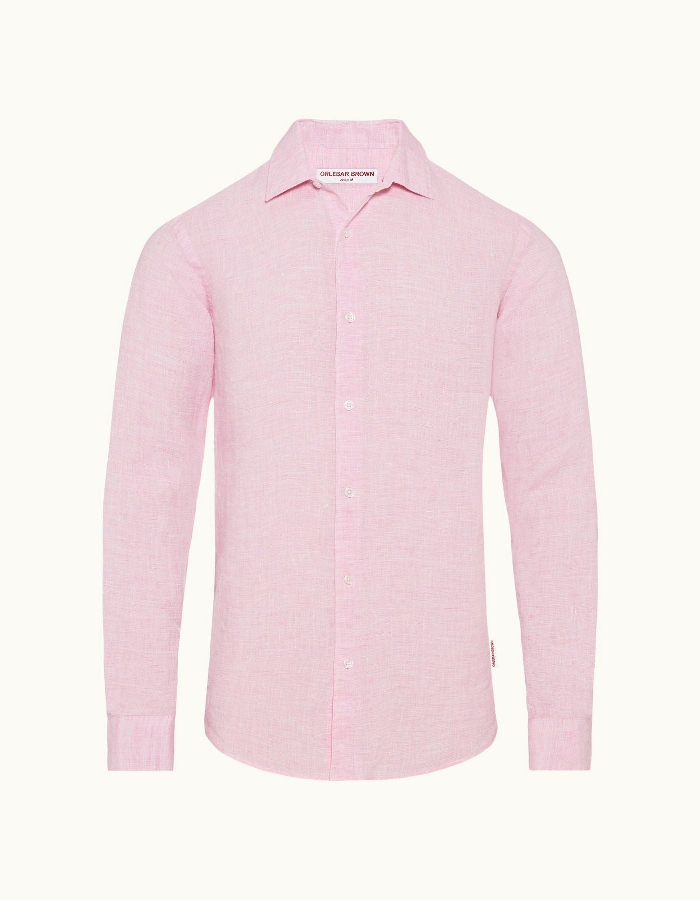 ORLEBAR BROWN Mens Linen Shirt PALE PINK - Henry Bucks