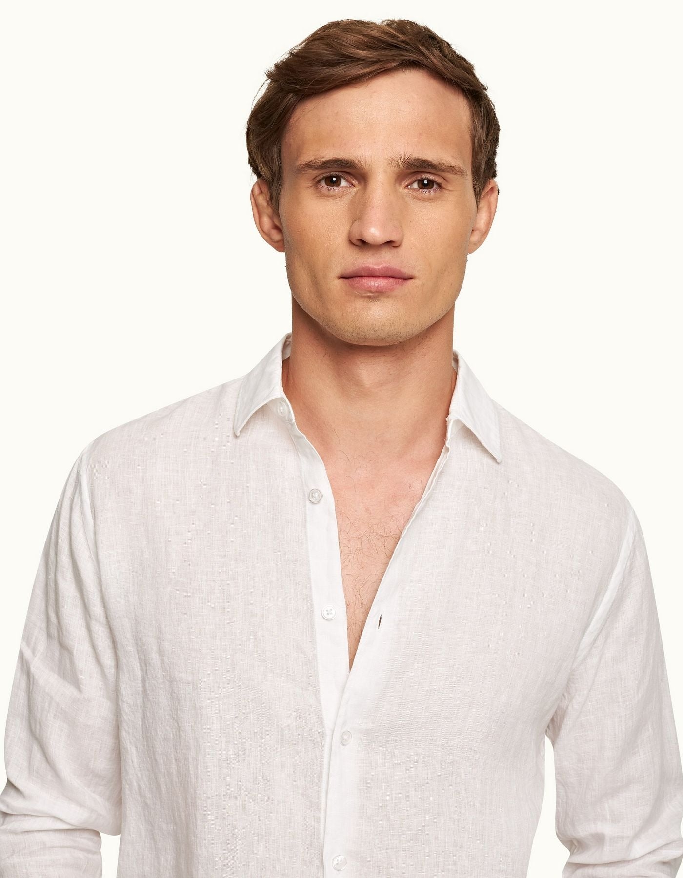 ORLEBAR BROWN Mens Linen Shirt WHITE - Henry Bucks