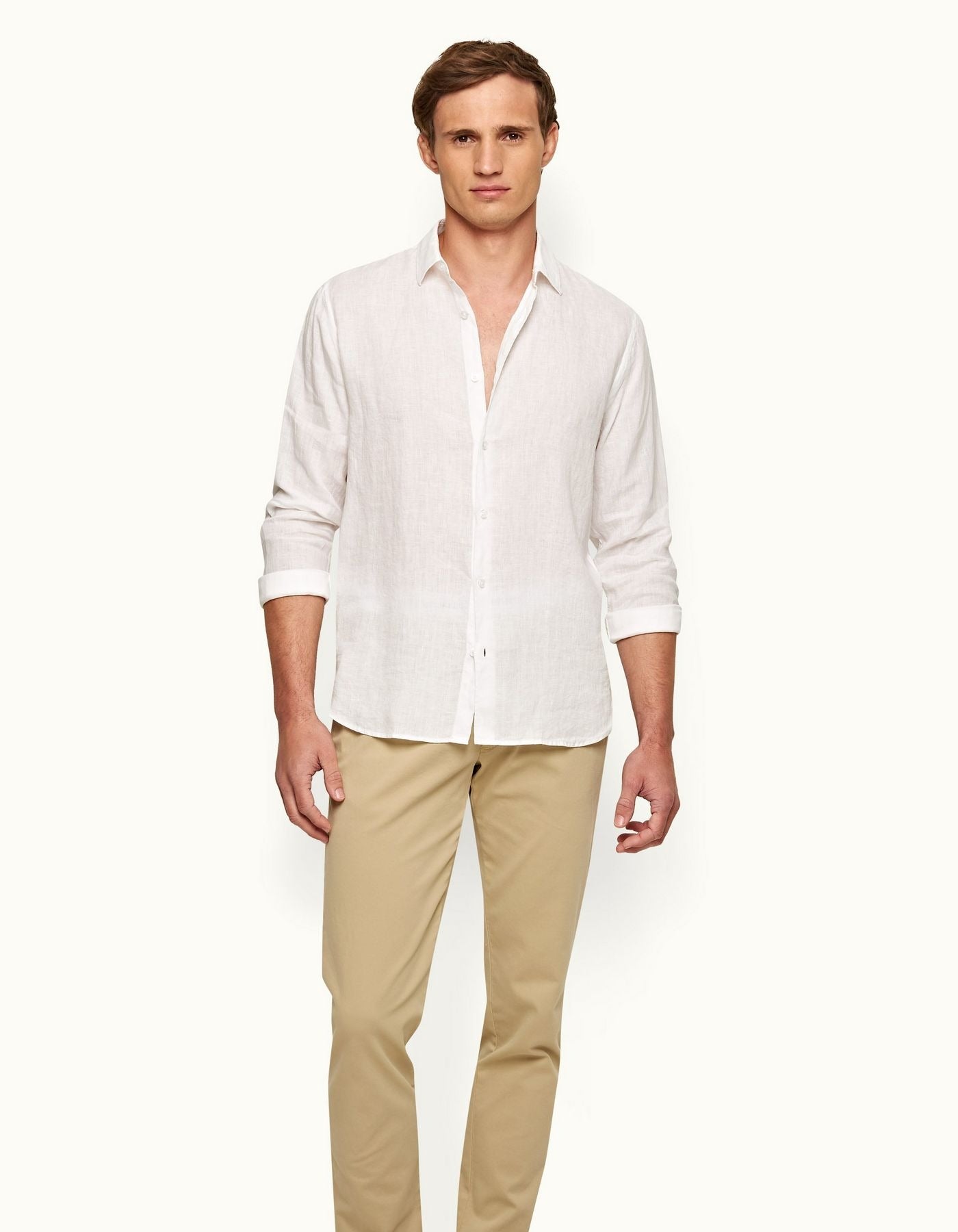 ORLEBAR BROWN Mens Linen Shirt WHITE - Henry Bucks