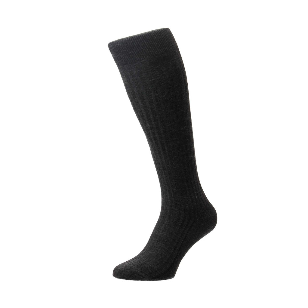 PANTHERELLA 70 Wool 5X3 Rib Long Socks BLACK - Henry Bucks