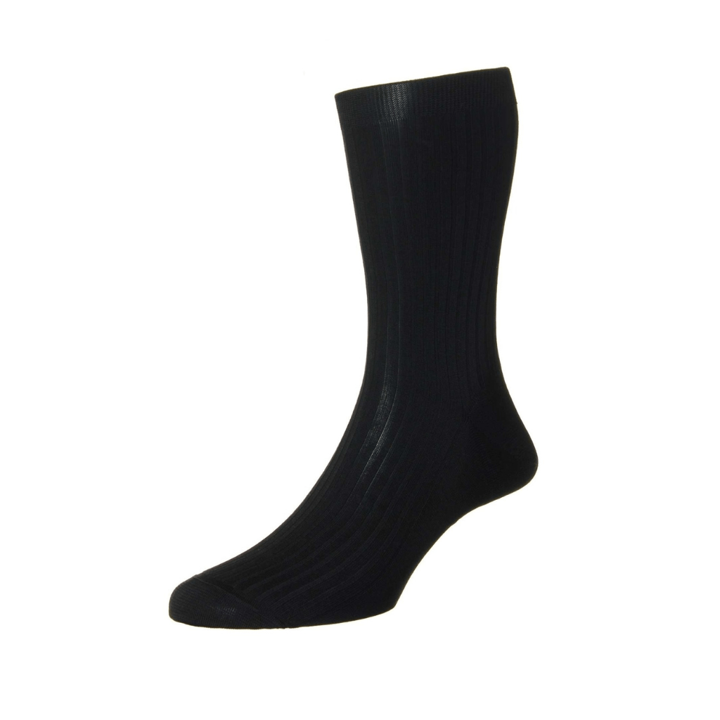 PANTHERELLA Pure Cotton Rib Sock BLACK - Henry Bucks