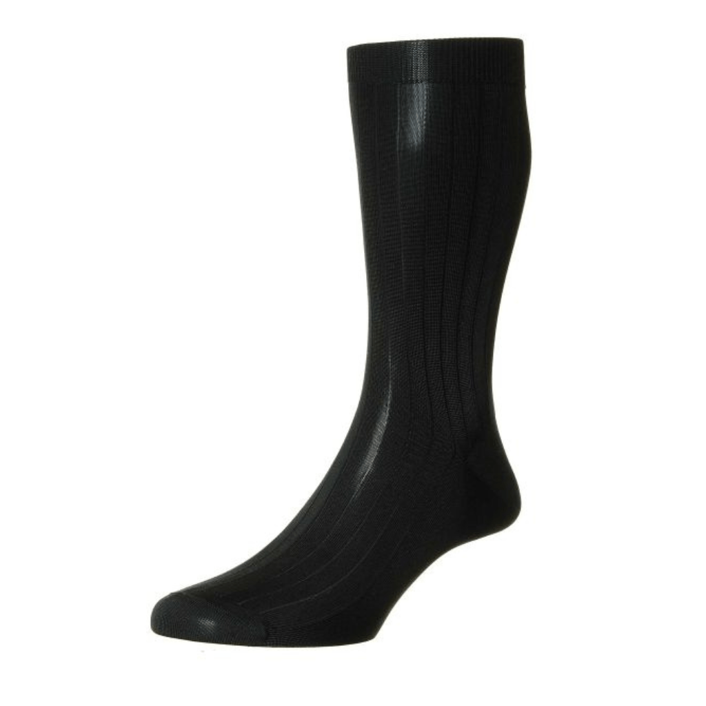 PANTHERELLA Silk Blend Regular Socks BLACK - Henry Bucks