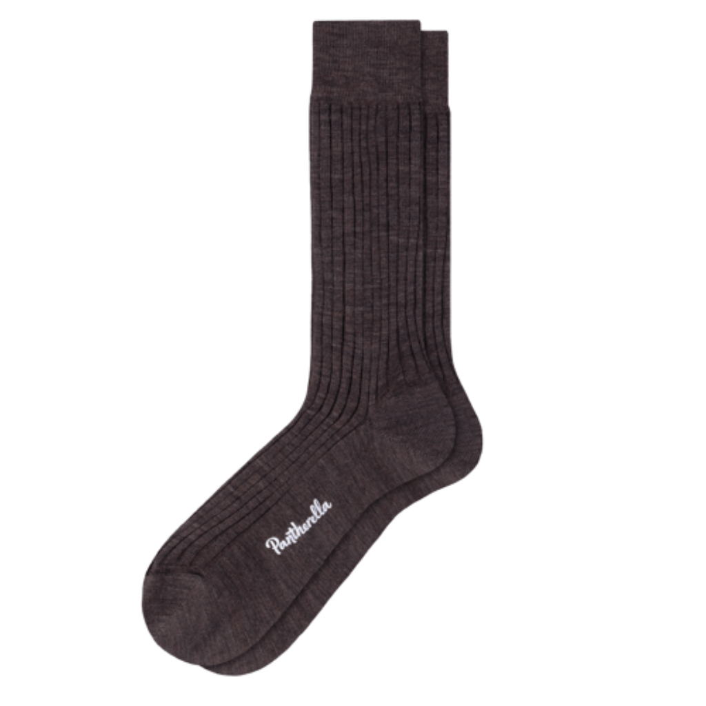 PANTHERELLA Wool Rib Long Socks DARK BROWN - Henry Bucks