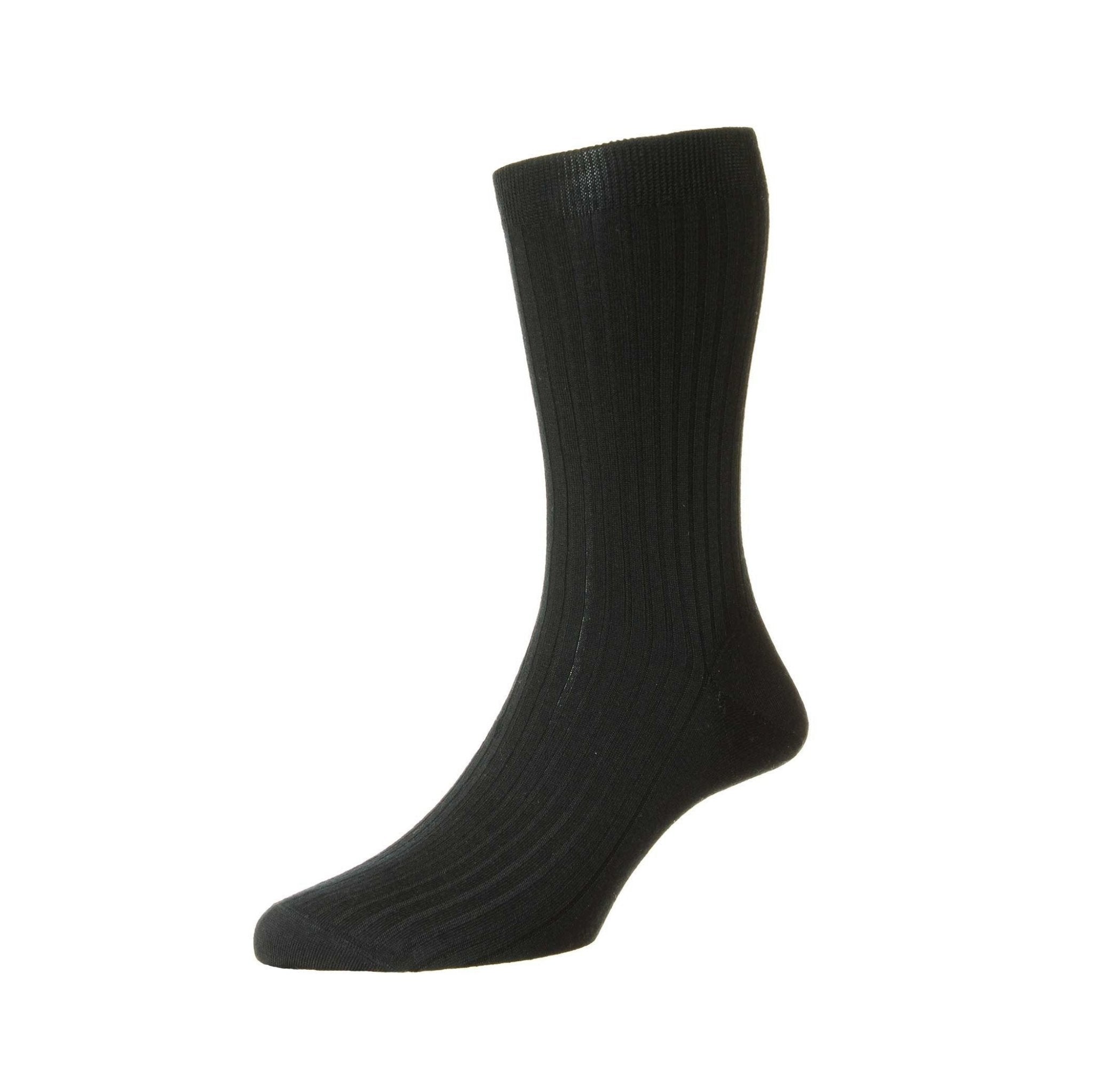 PANTHERELLA Wool Rib Socks BLACK - Henry BucksSocks1700503 - BLCK - 10 1/2"