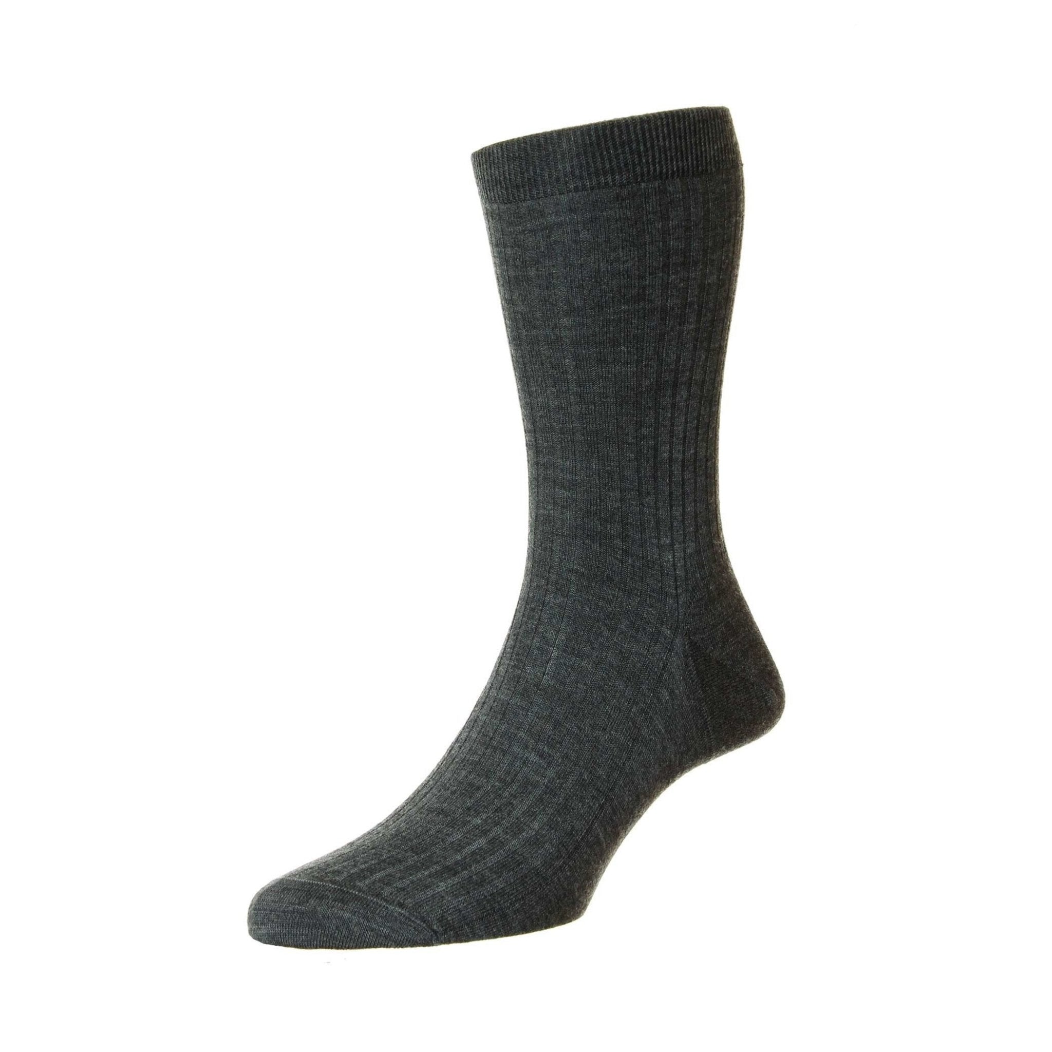 PANTHERELLA Wool Rib Socks BLACK - Henry BucksSocks1700503 - BLCK - 10"