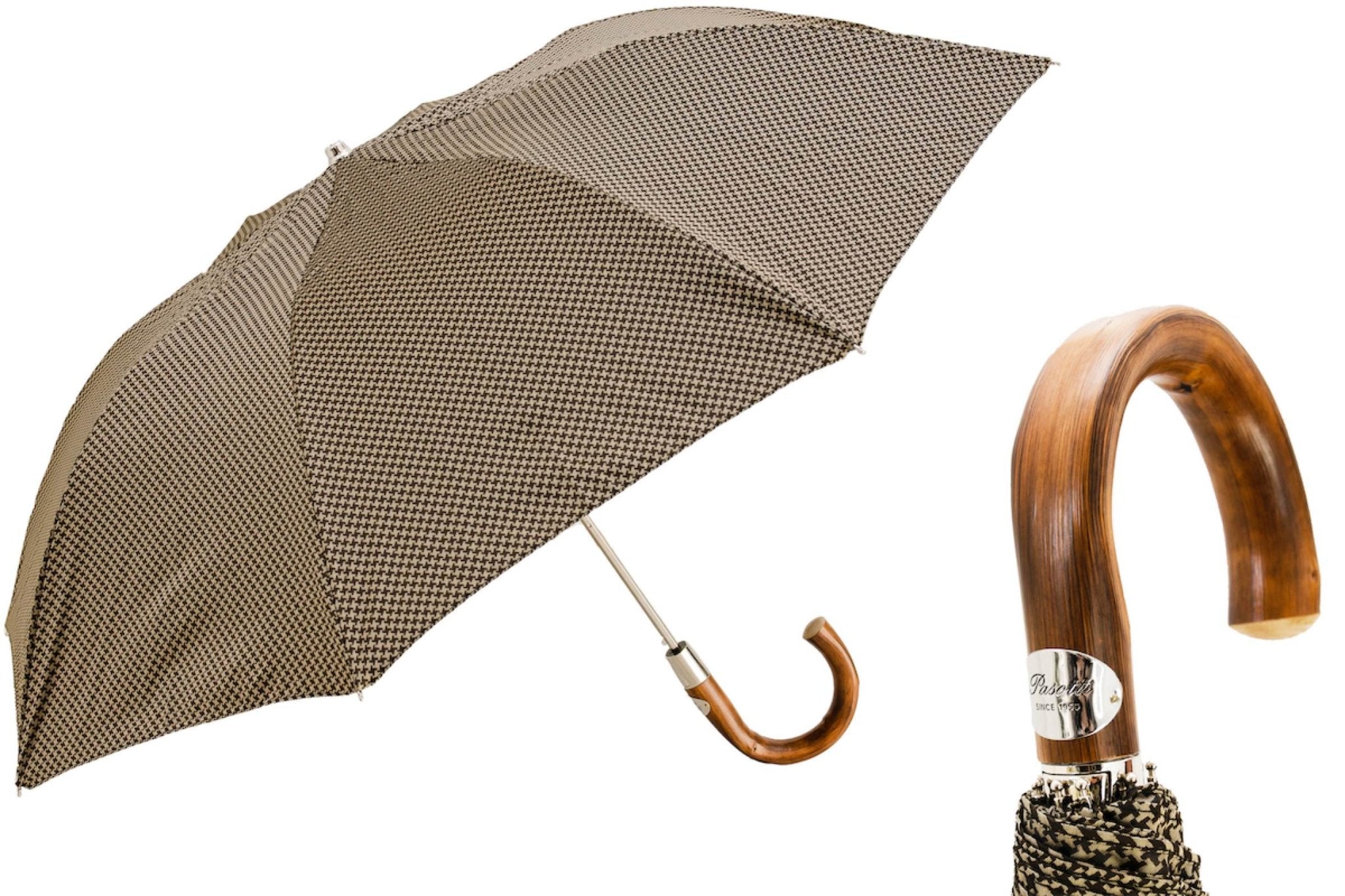 PASOTTI Check Folding Umbrella BROWN/BLACK - Henry BucksUmbrellas69SS230030 - BRBLK