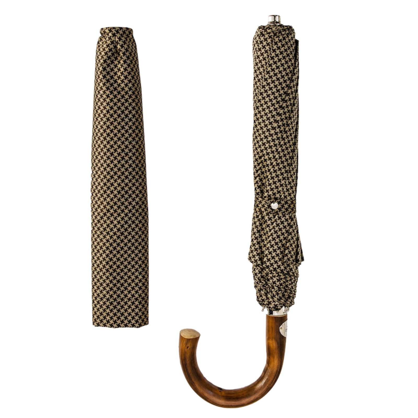 PASOTTI Check Folding Umbrella BROWN/BLACK - Henry BucksUmbrellas69SS230030 - BRBLK