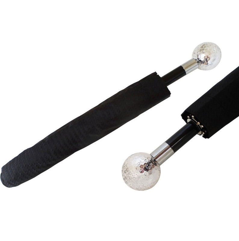 PASOTTI Golf Ball Fold Umbrella BROWN/BLACK - Henry BucksUmbrellas69SS230031 - BRBLK