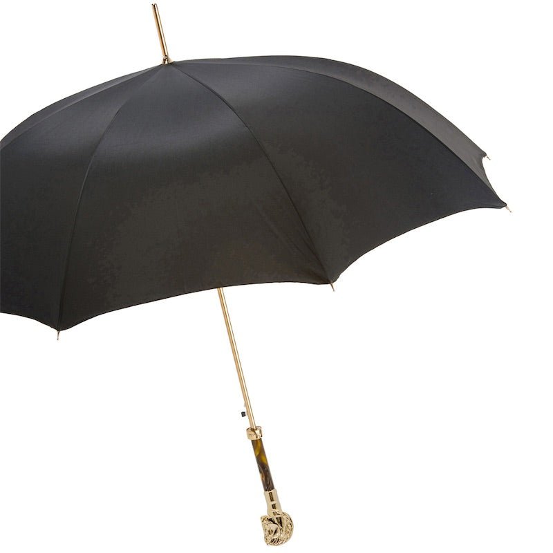 PASOTTI Horse Luxury Umbrella BLACK/GOLD - Henry Bucks