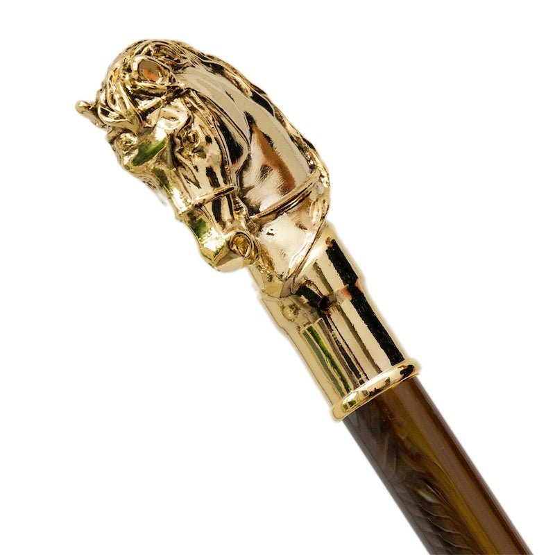 PASOTTI Horse Luxury Umbrella BLACK/GOLD - Henry Bucks