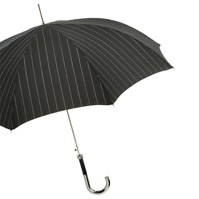 PASOTTI Pinstripe Lux Umbrella BLACK/SILVER - Henry BucksUmbrellas69SS230024 - BLKSLV