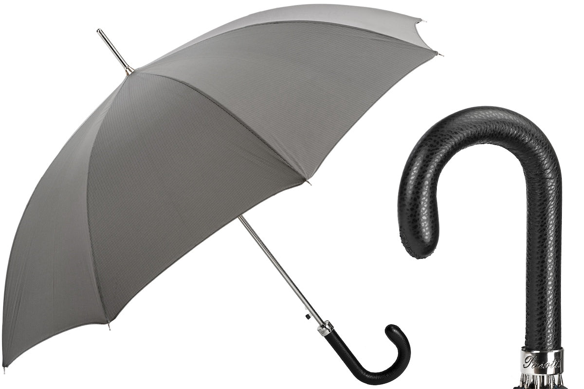 PASOTTI Umbrella With Leather GREY - Henry BucksUmbrellas69SS230021 - GREY