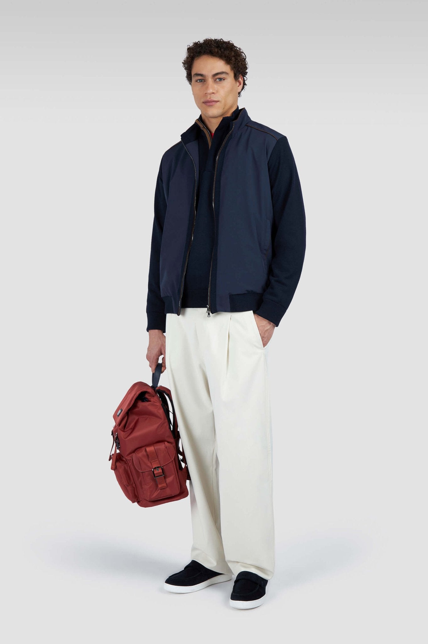 PAUL & SHARK Alcantara® Wool Half Zip Sweater NAVY - Henry Bucks