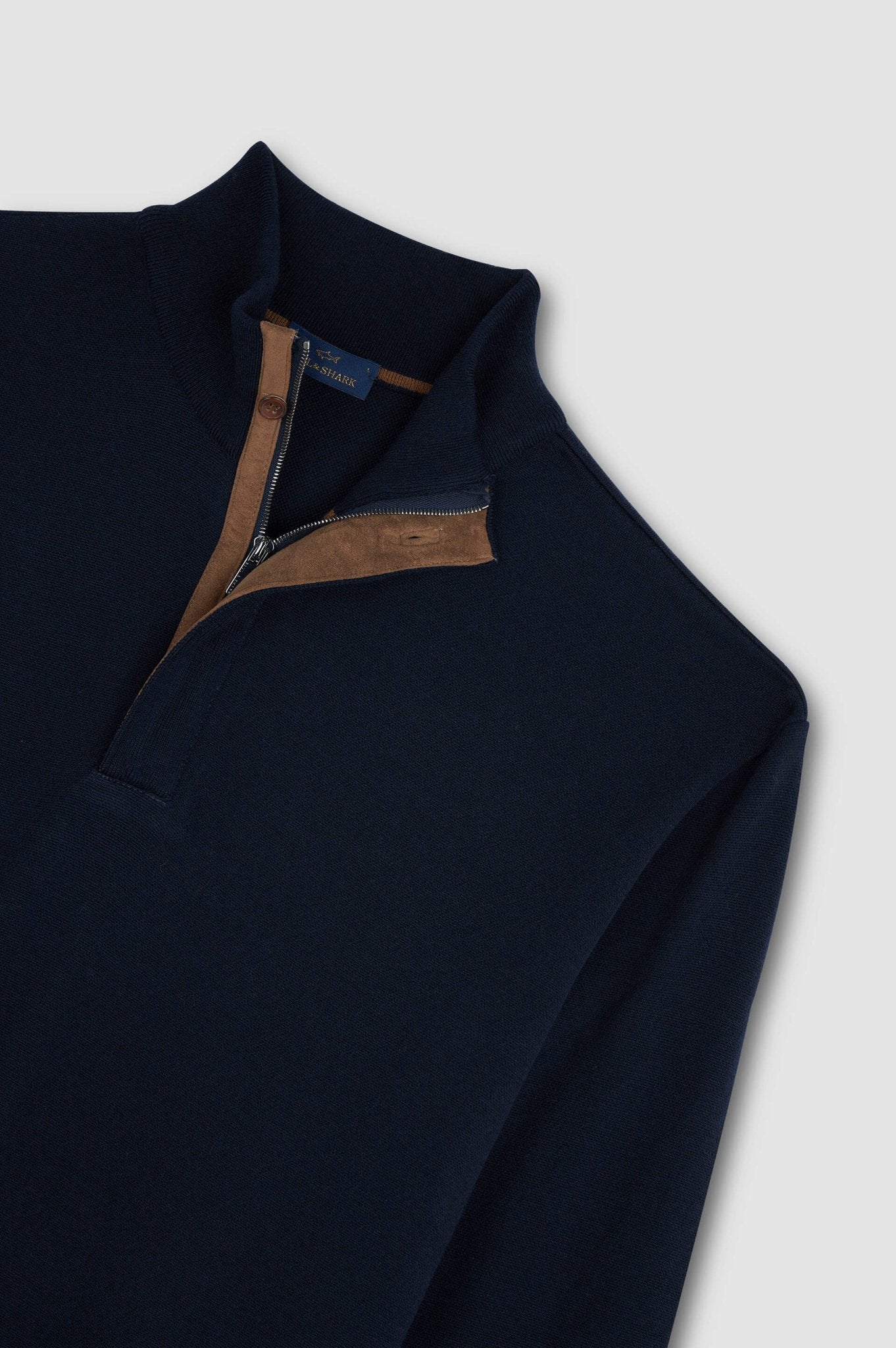 PAUL & SHARK Alcantara® Wool Half Zip Sweater NAVY - Henry Bucks
