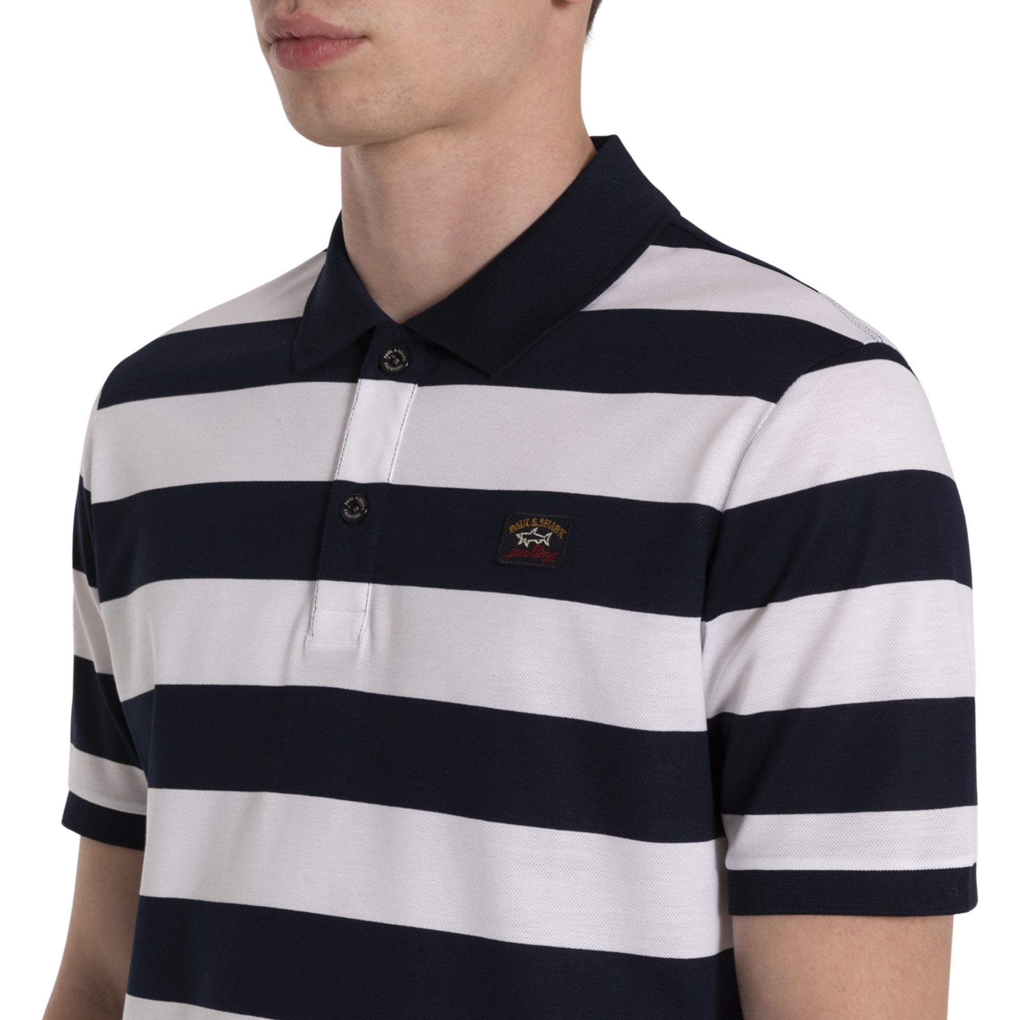 PAUL & SHARK Block Stripe Polo NAVY/WHITE - Henry Bucks