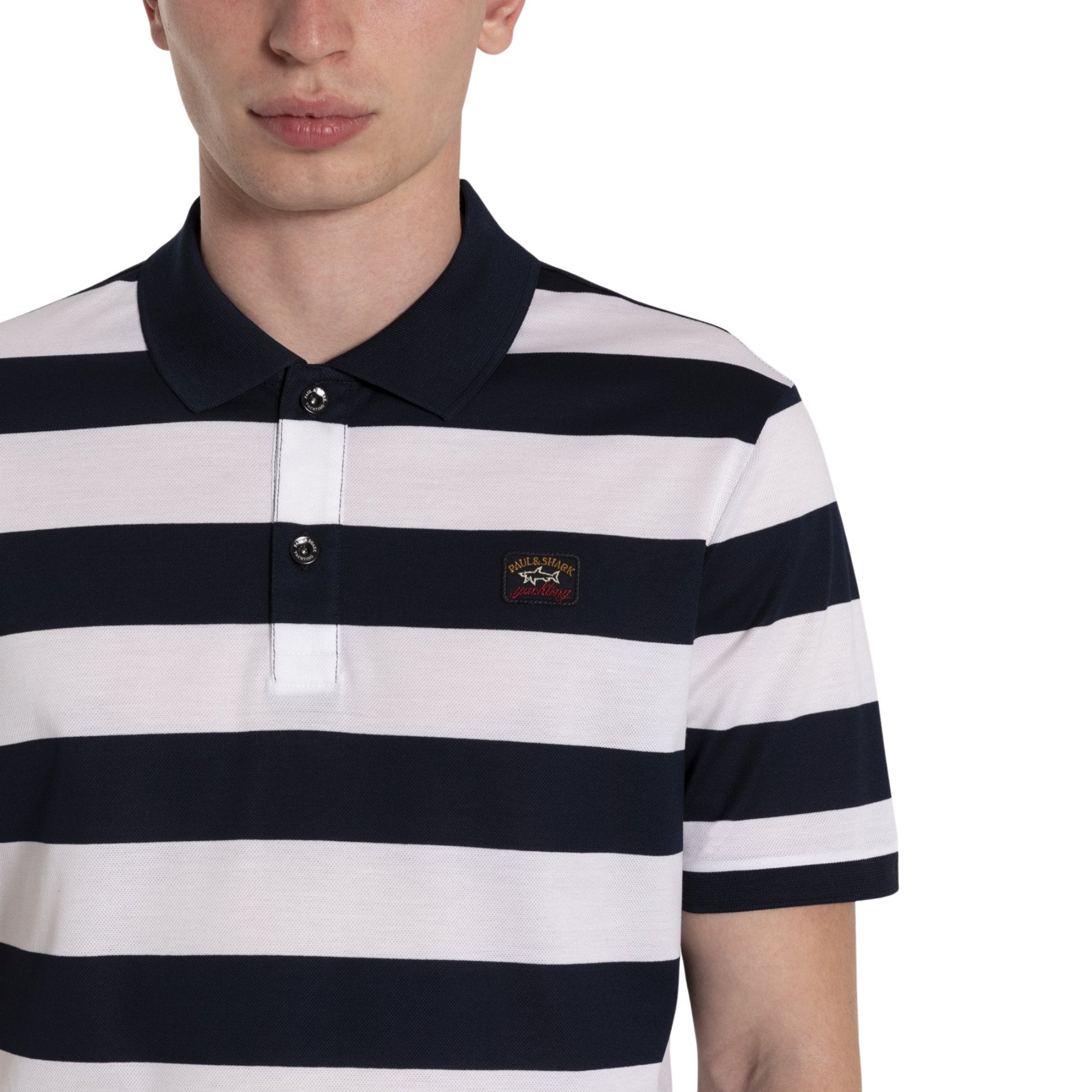 PAUL & SHARK Block Stripe Polo NAVY/WHITE - Henry Bucks