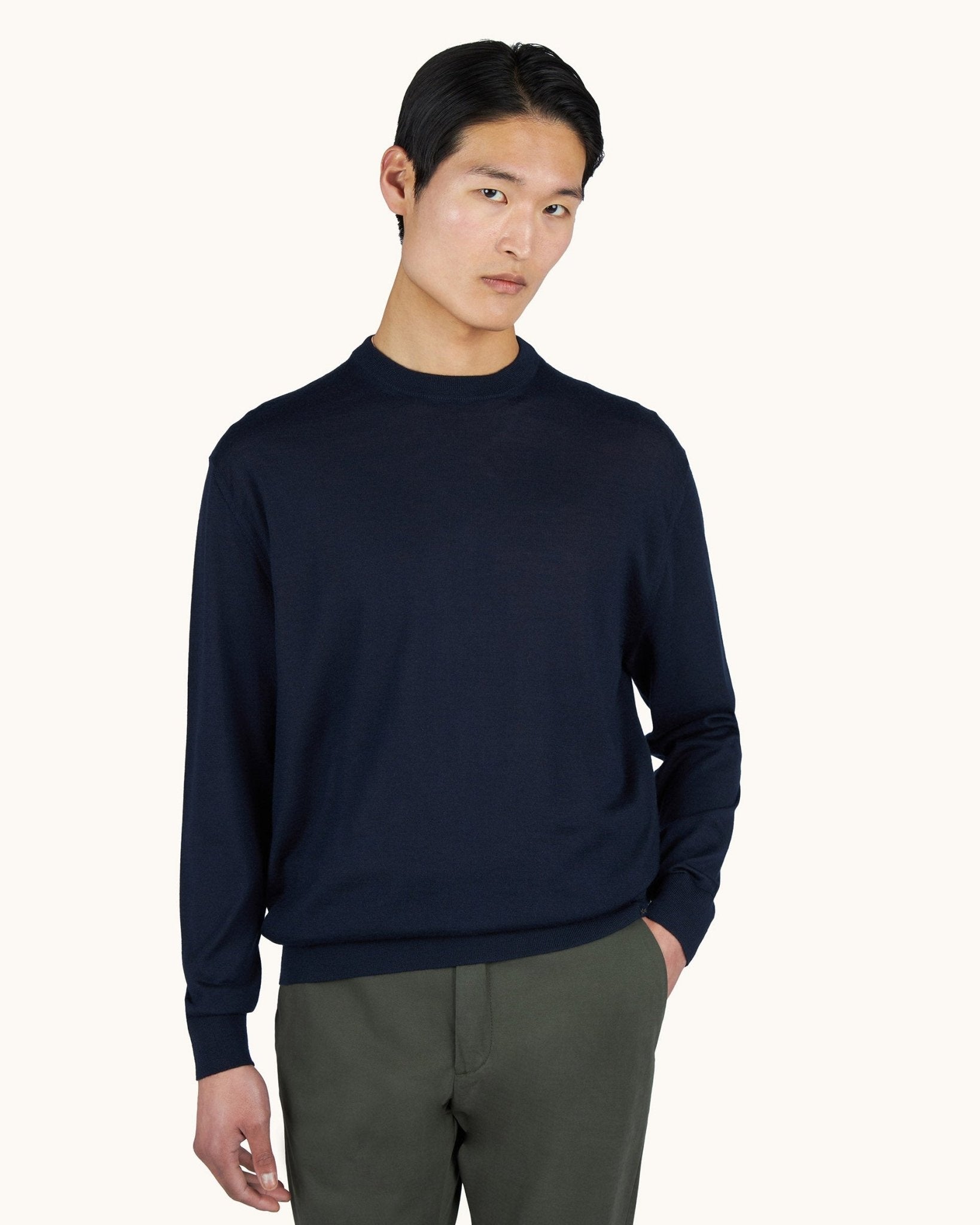 PAUL & SHARK Cashmere Silk Blend Crewneck Jumper NAVY - Henry Bucks