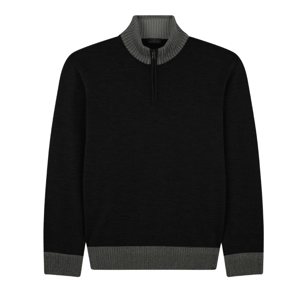 PAUL & SHARK Cool Touch Wool Half Zip Sweater BLACK - Henry Bucks