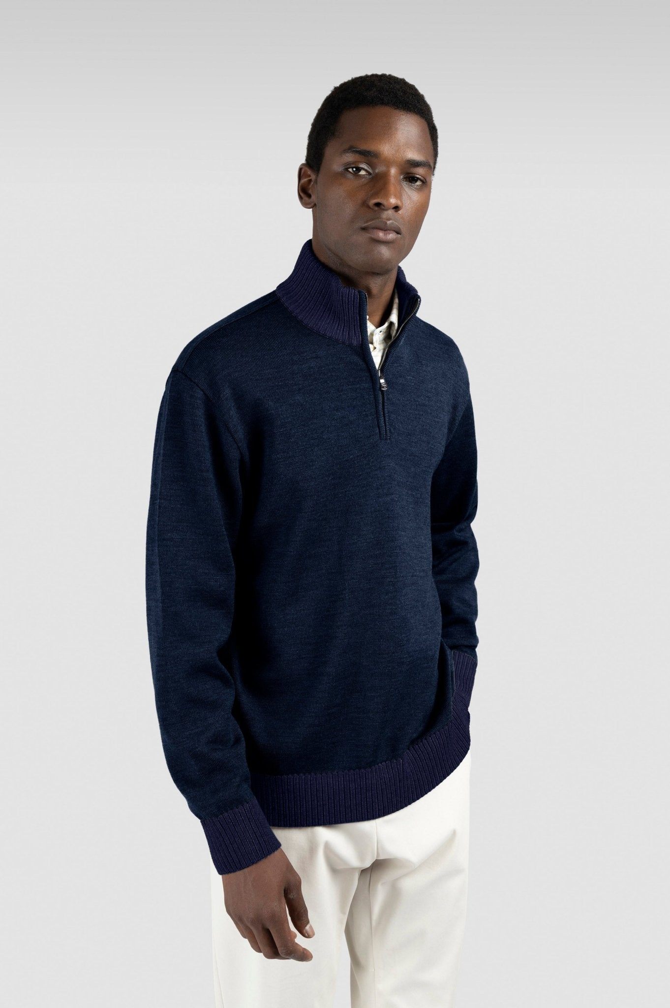 PAUL & SHARK Cool Touch Wool Half Zip Sweater BLUE - Henry Bucks