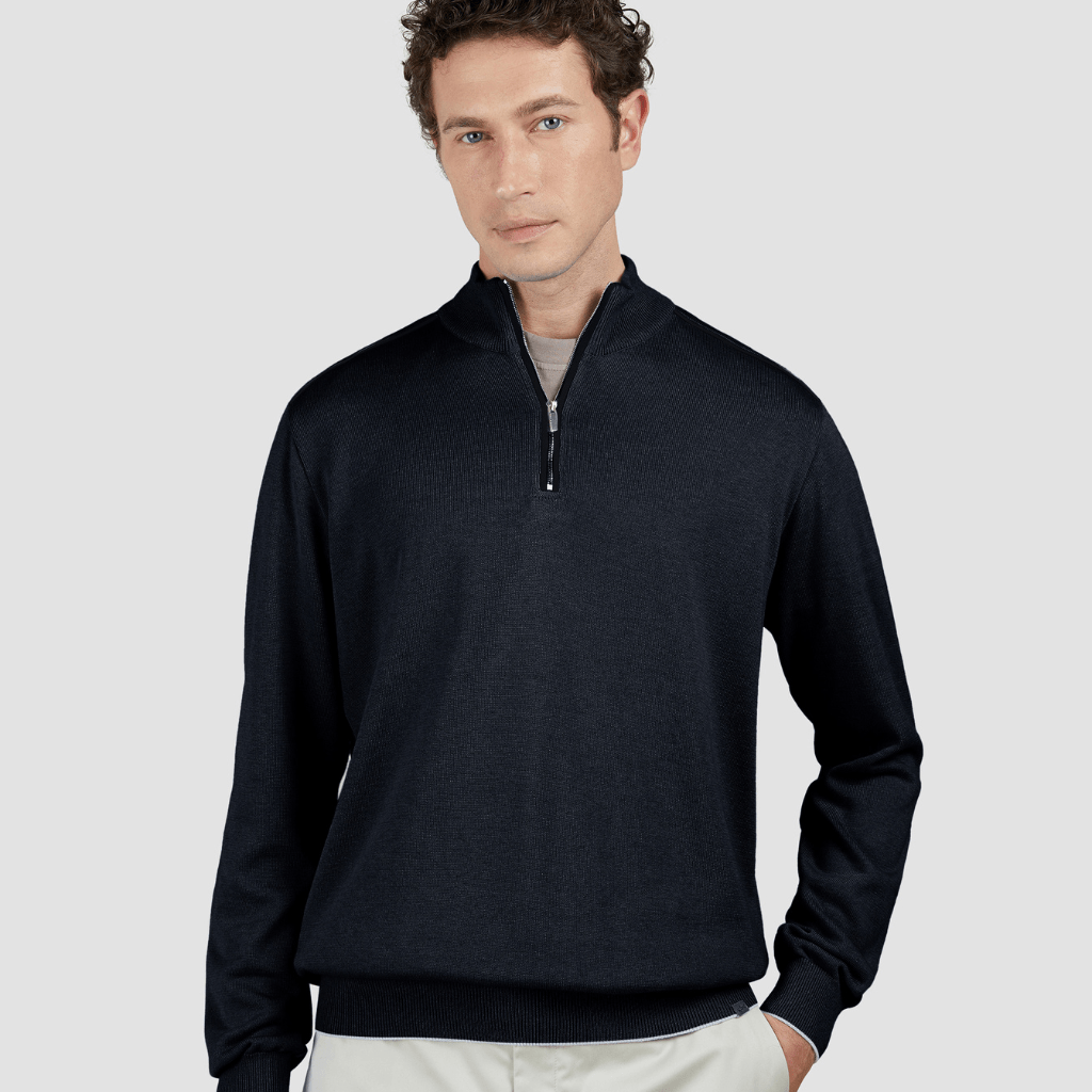PAUL & SHARK Cotton Cashmere Half Zip Knit NAVY - Henry Bucks