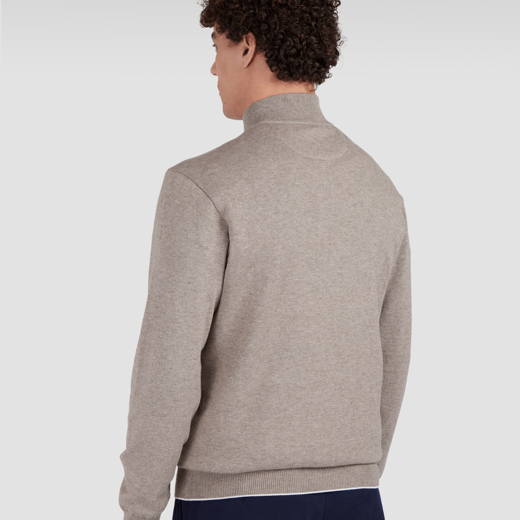 PAUL & SHARK Cotton Cashmere Half Zip Knit TAUPE - Henry Bucks