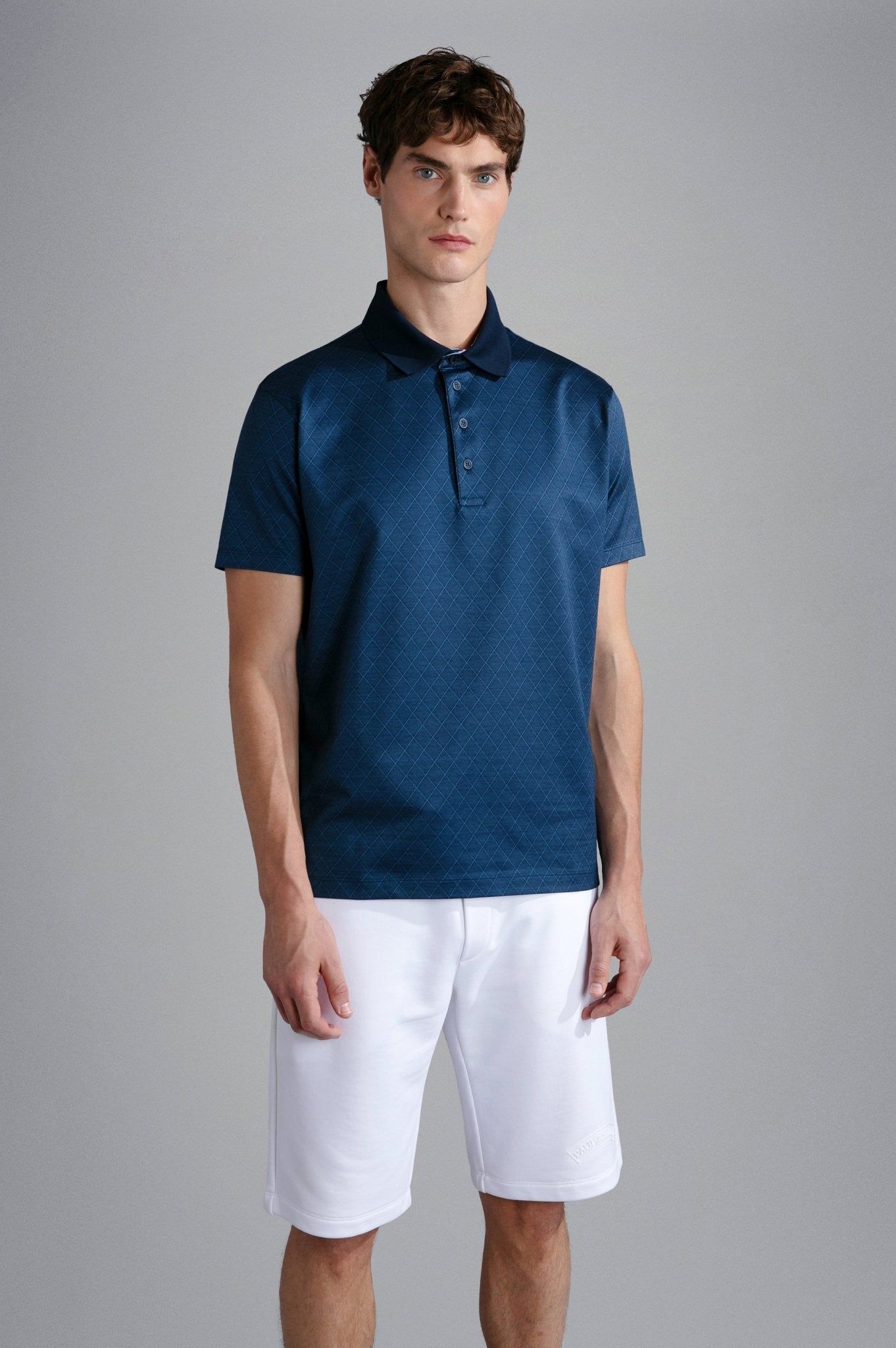 PAUL & SHARK Cotton Jacquard Polo Shirt BLUE - Henry Bucks