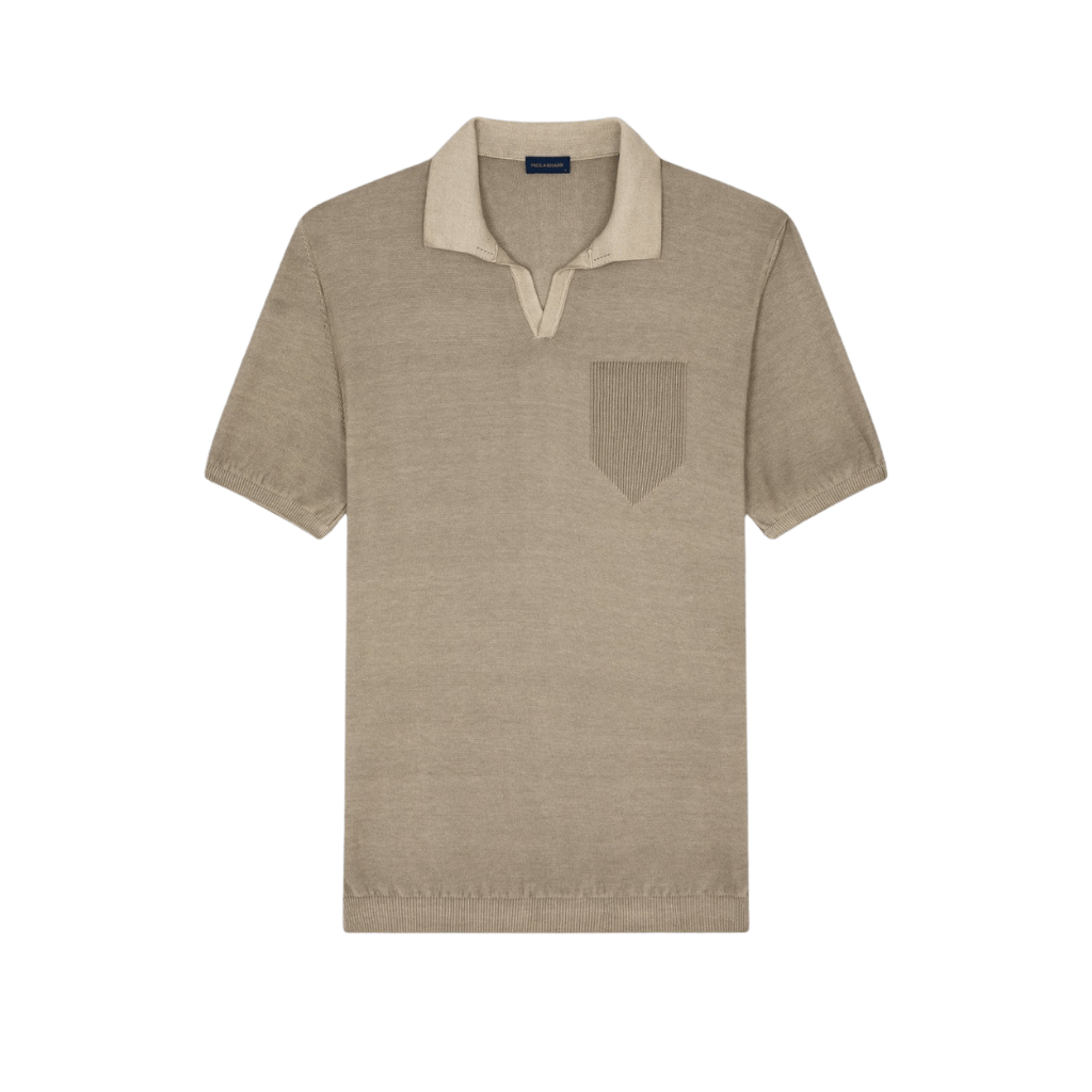 PAUL & SHARK Cotton Knit Skipper Polo ALMOND - Henry Bucks