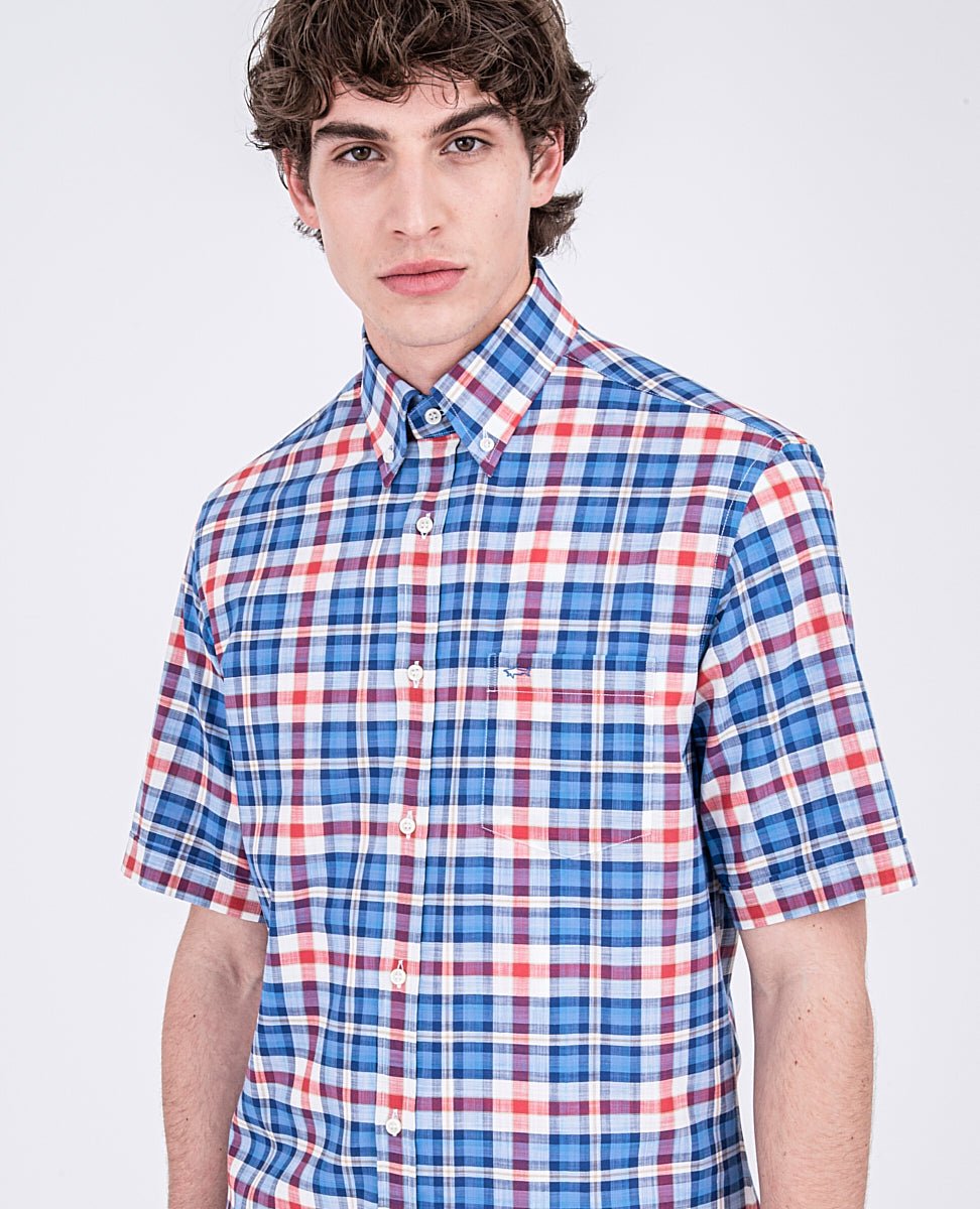 PAUL & SHARK Cotton Malfilè Shirt BLUE CHECK - Henry BucksShirts01SS220004 - BLUCHECK - 38/S