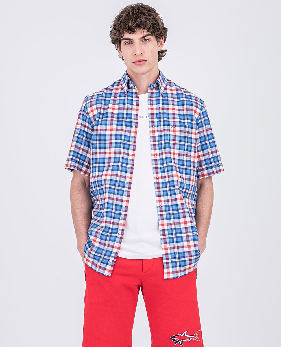 PAUL & SHARK Cotton Malfilè Shirt BLUE CHECK - Henry BucksShirts01SS220004 - BLUCHECK - 38/S