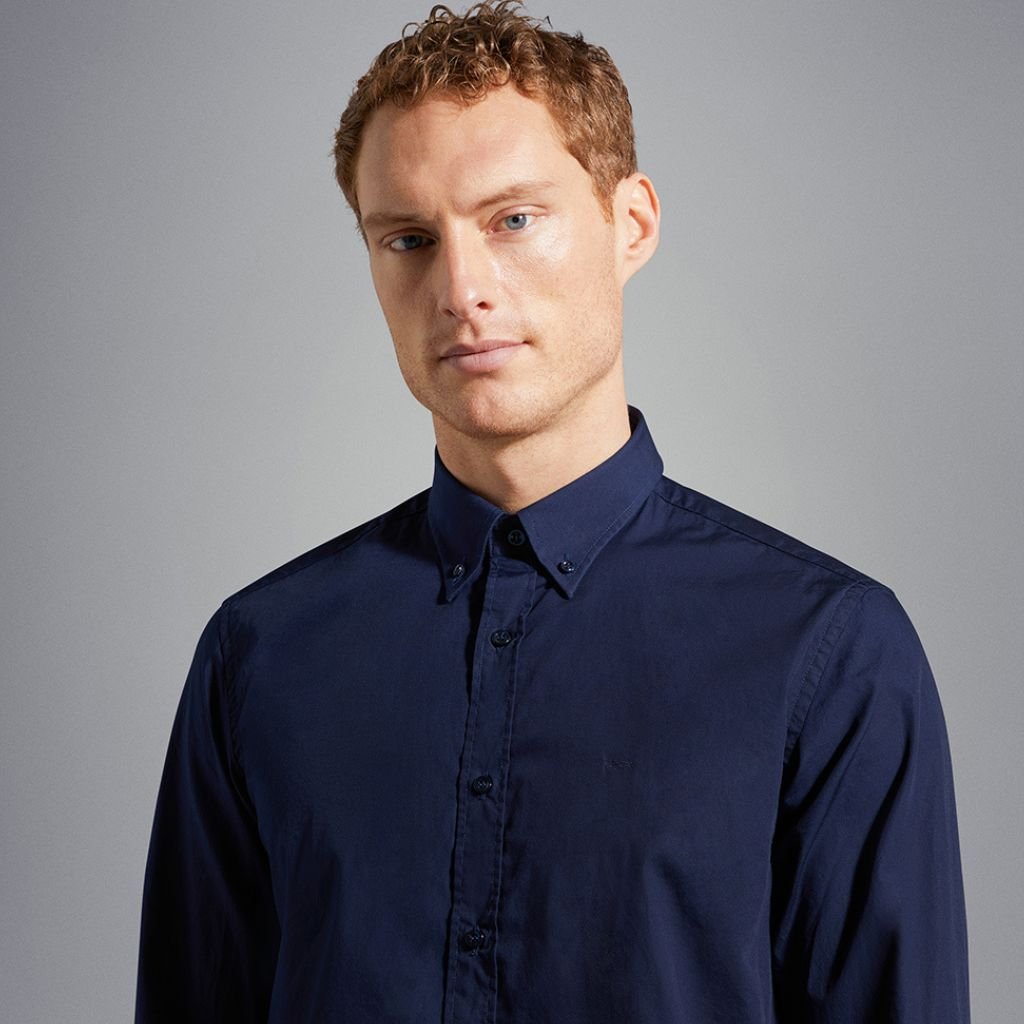 PAUL & SHARK Cotton Poplin Shirt NAVY - Henry Bucks