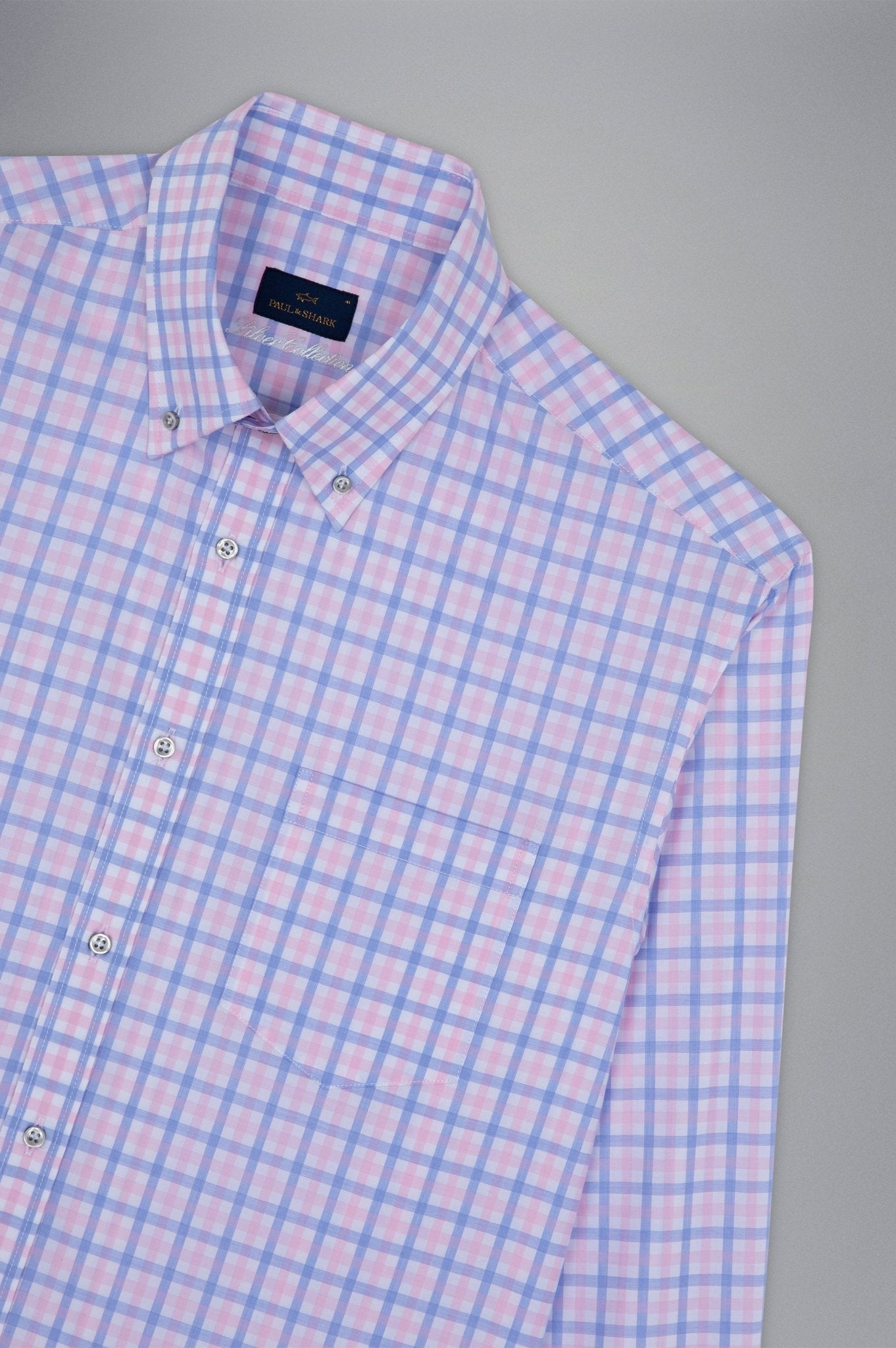 PAUL & SHARK Cotton Twill Long Sleeve Shirt PINK/BLUE - Henry Bucks