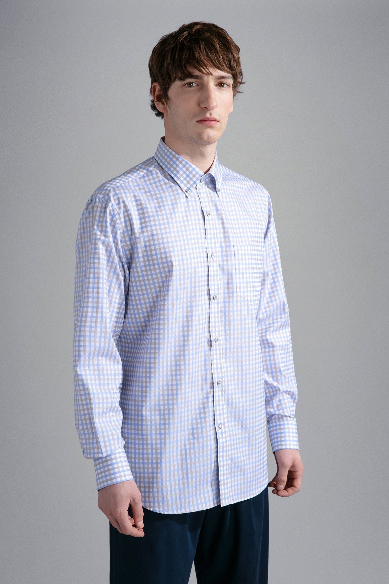 PAUL & SHARK Cotton Twill Long Sleeve Shirt SKY/NATURAL - Henry Bucks