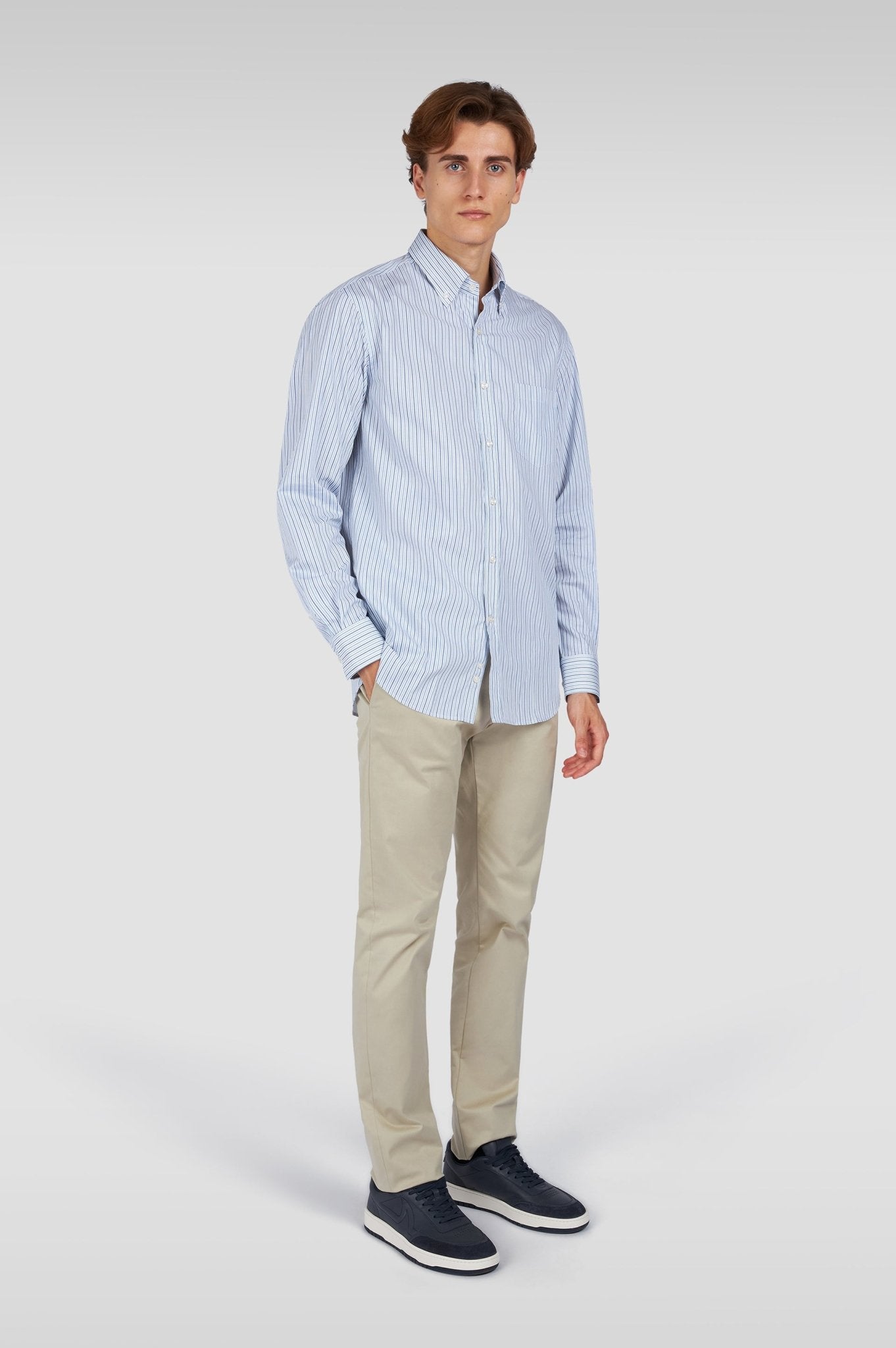 PAUL & SHARK Cotton Twill Striped Shirt BLUE/WHITE - Henry Bucks