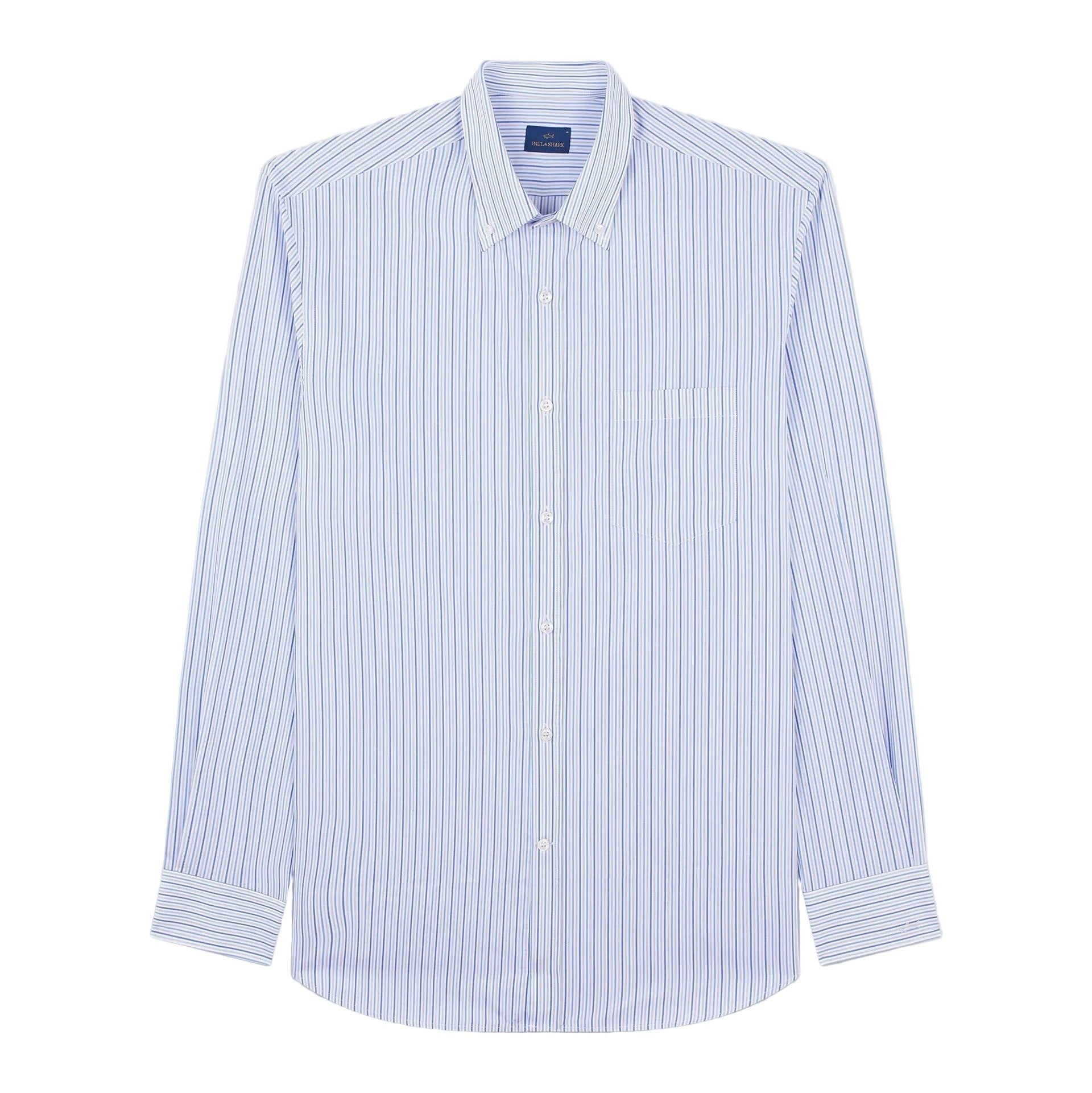 PAUL & SHARK Cotton Twill Striped Shirt BLUE/WHITE - Henry Bucks