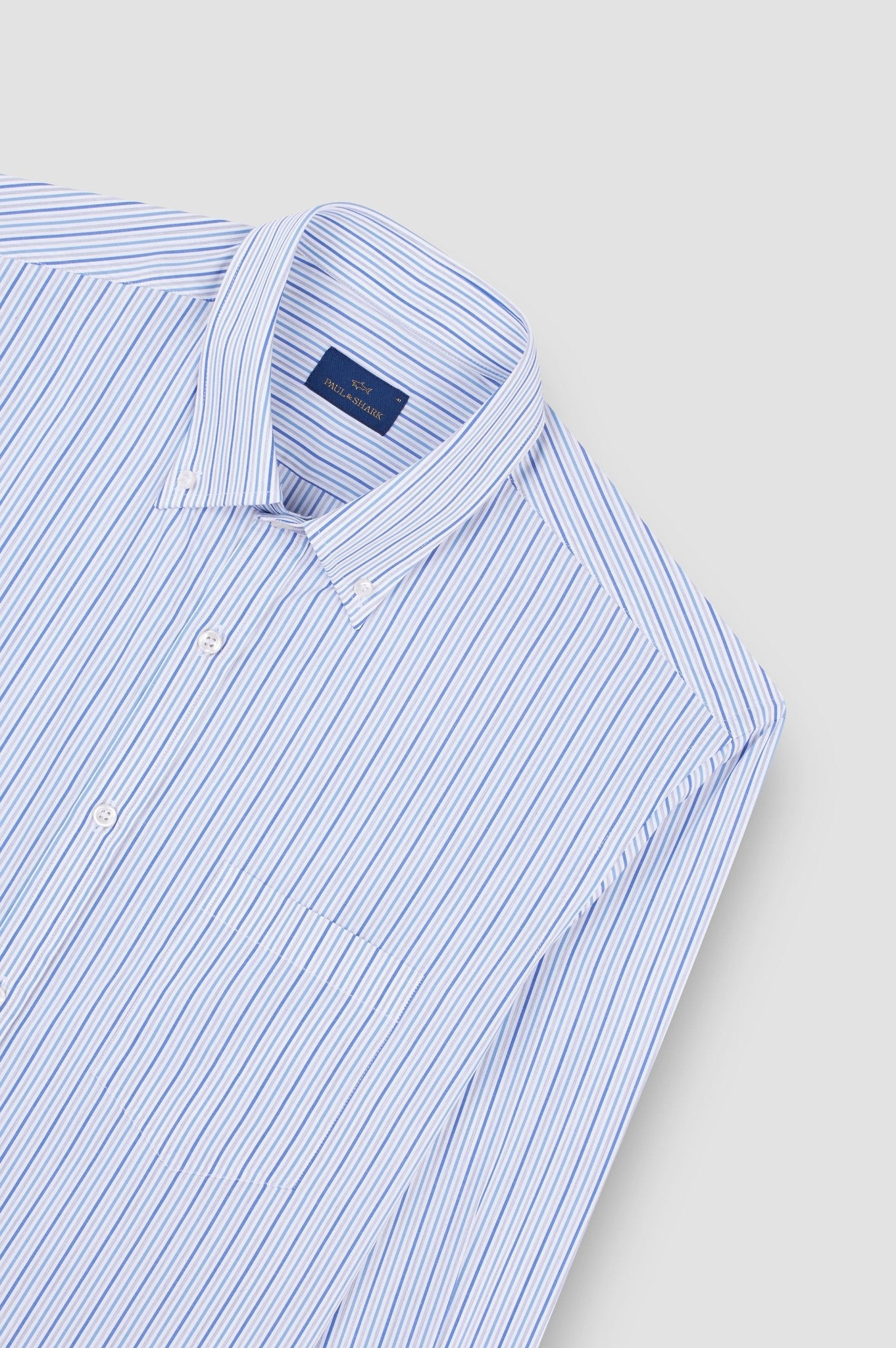 PAUL & SHARK Cotton Twill Striped Shirt BLUE/WHITE - Henry Bucks