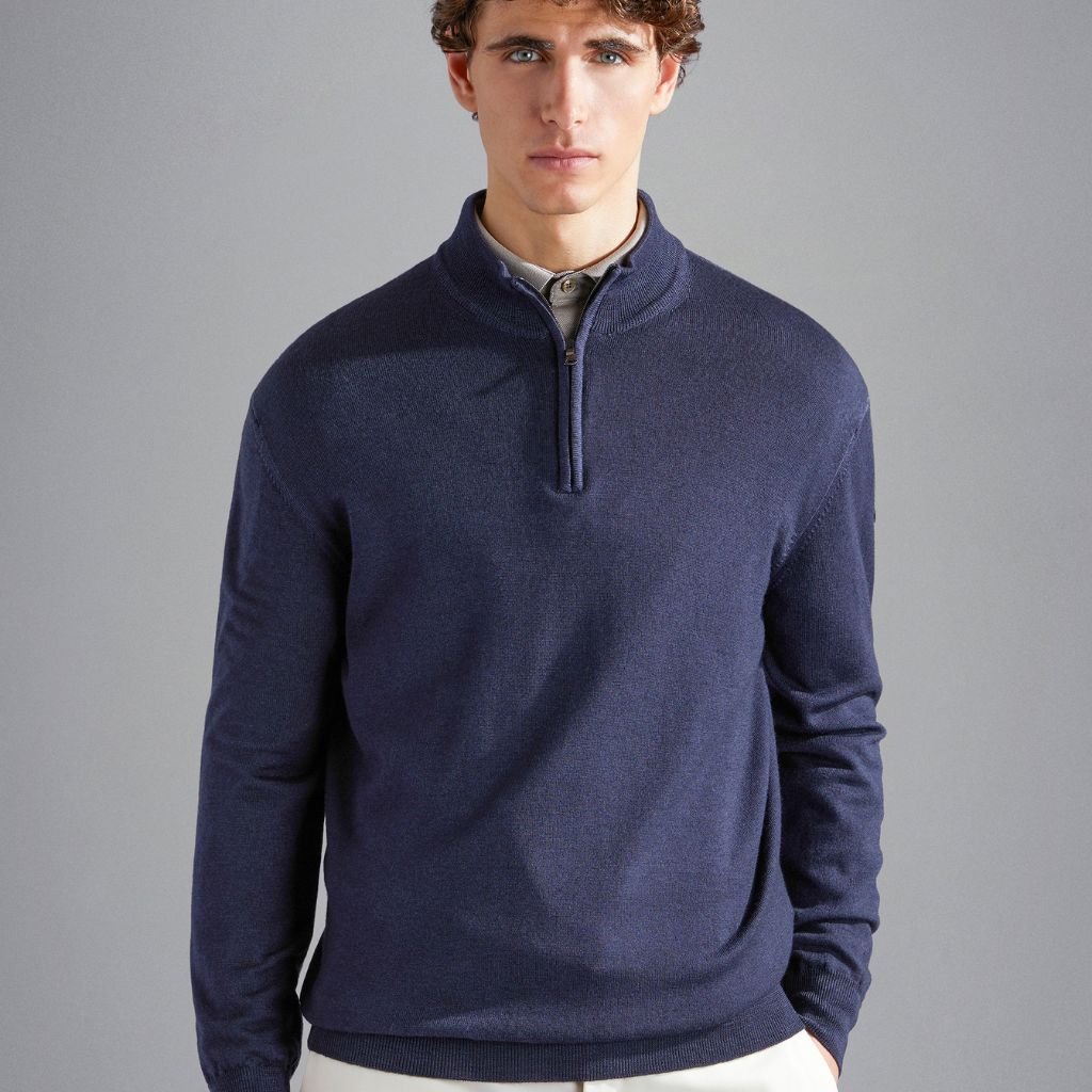 PAUL & SHARK Front Zip Sweater NAVY - Henry Bucks