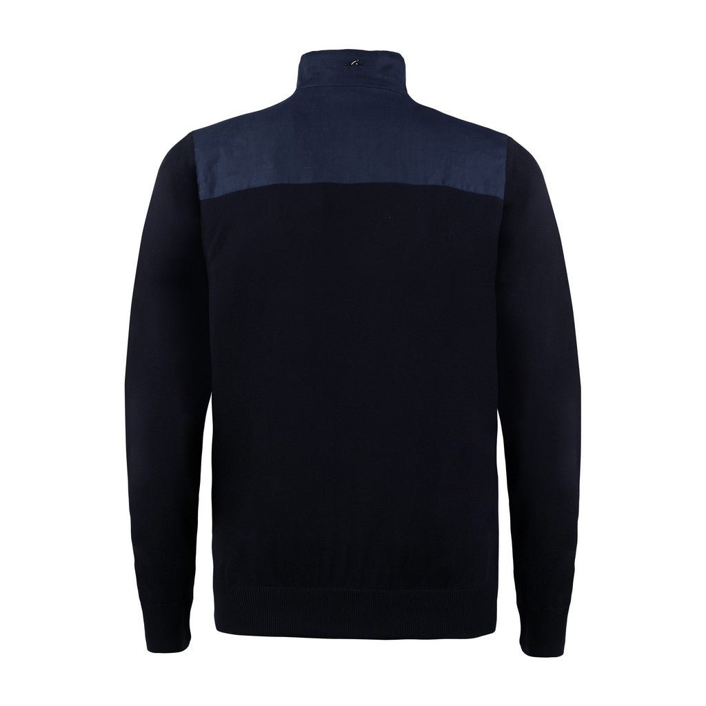 PAUL & SHARK Linen Cotton Zip Sweater NAVY - Henry Bucks
