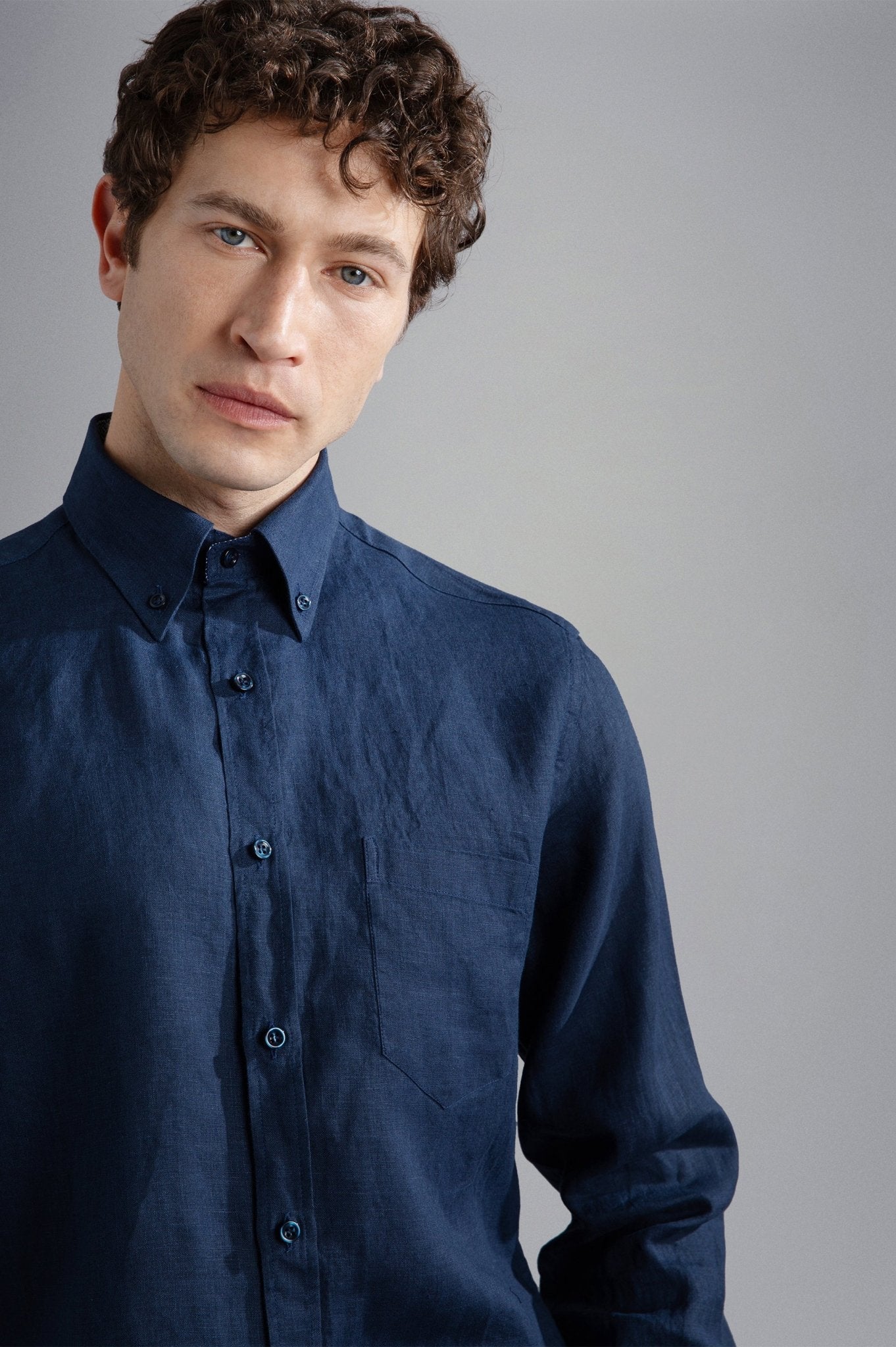 PAUL & SHARK Linen J - FIT Long Sleeve Shirt NAVY - Henry Bucks