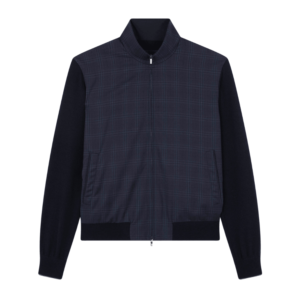 PAUL & SHARK Merino Extrafine Wool Hybrid Zip Jacket NAVY - Henry Bucks
