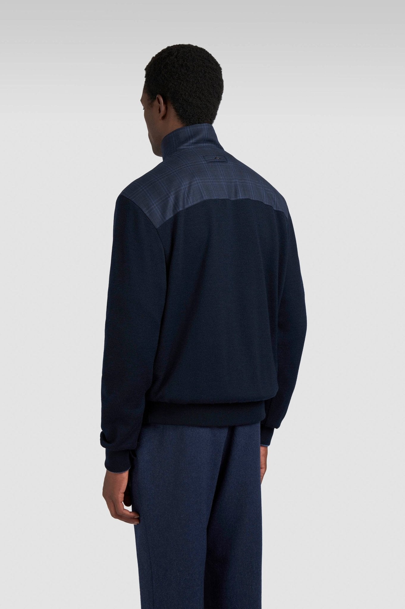 PAUL & SHARK Merino Extrafine Wool Hybrid Zip Jacket NAVY - Henry Bucks