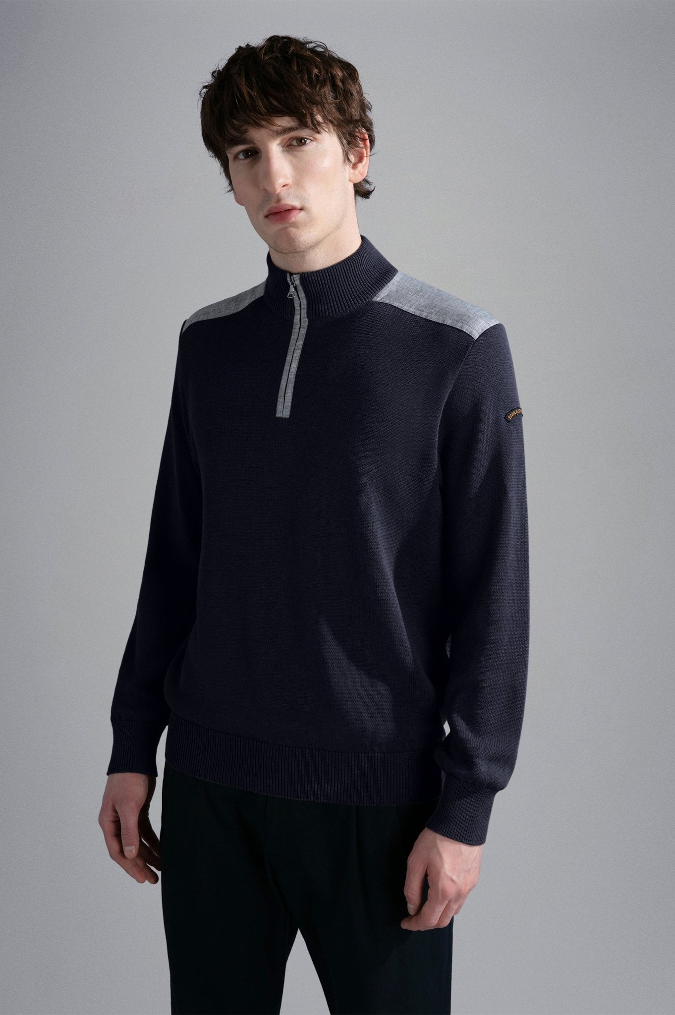 PAUL & SHARK Mock Zip Cotton Long Sleeve NAVY - Henry Bucks