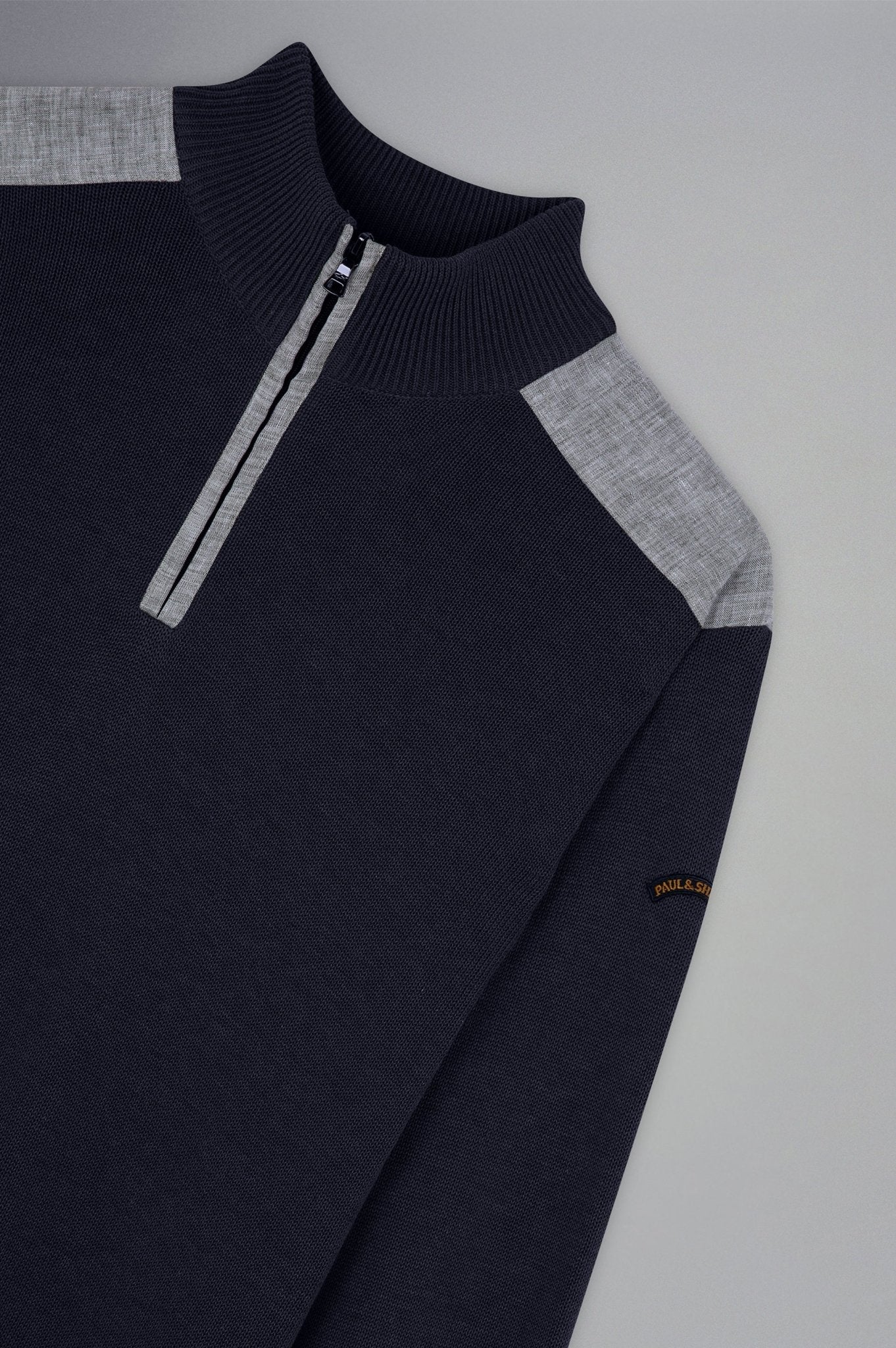 PAUL & SHARK Mock Zip Cotton Long Sleeve NAVY - Henry Bucks