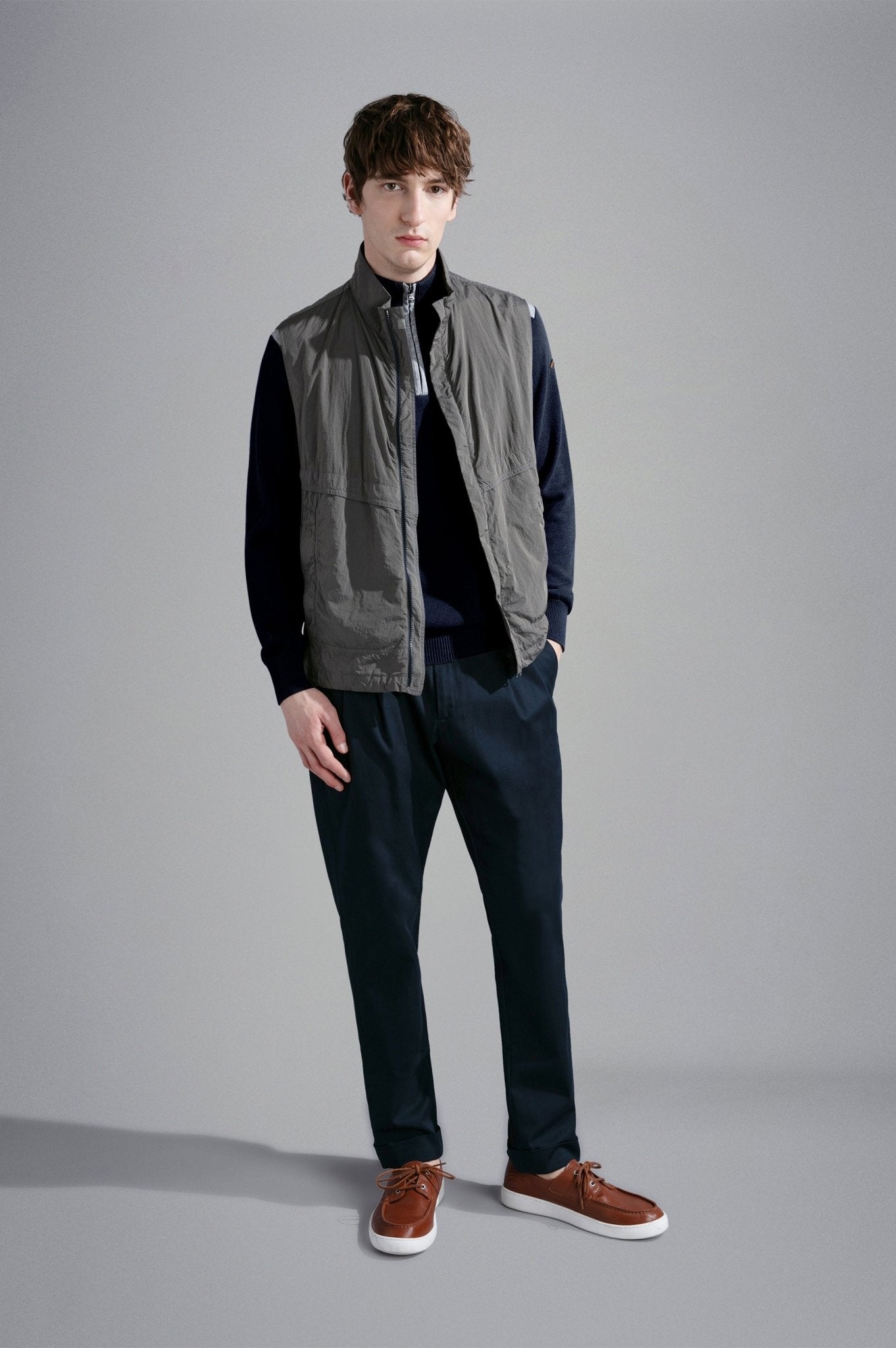 PAUL & SHARK Mock Zip Cotton Long Sleeve NAVY - Henry Bucks
