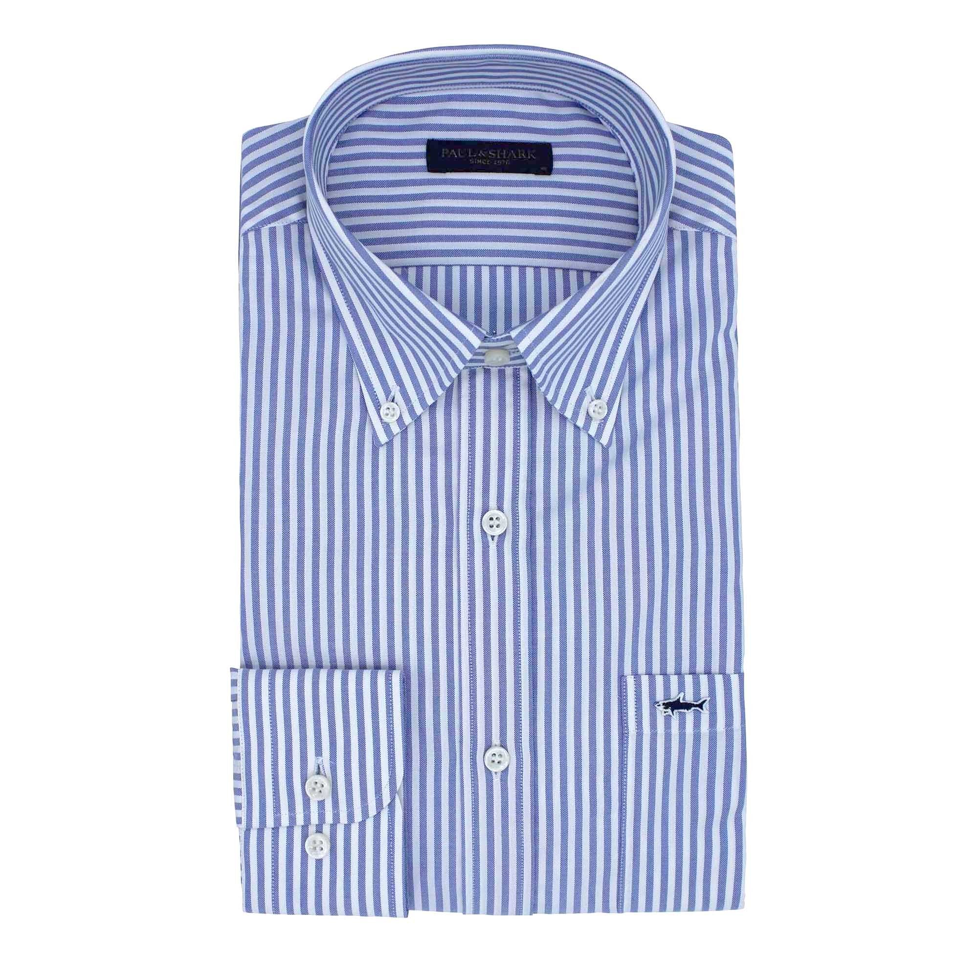 PAUL & SHARK Oxford Stripe Shirt BLUE/WHITE - Henry BucksShirts38COP3006 - BLWT - 39